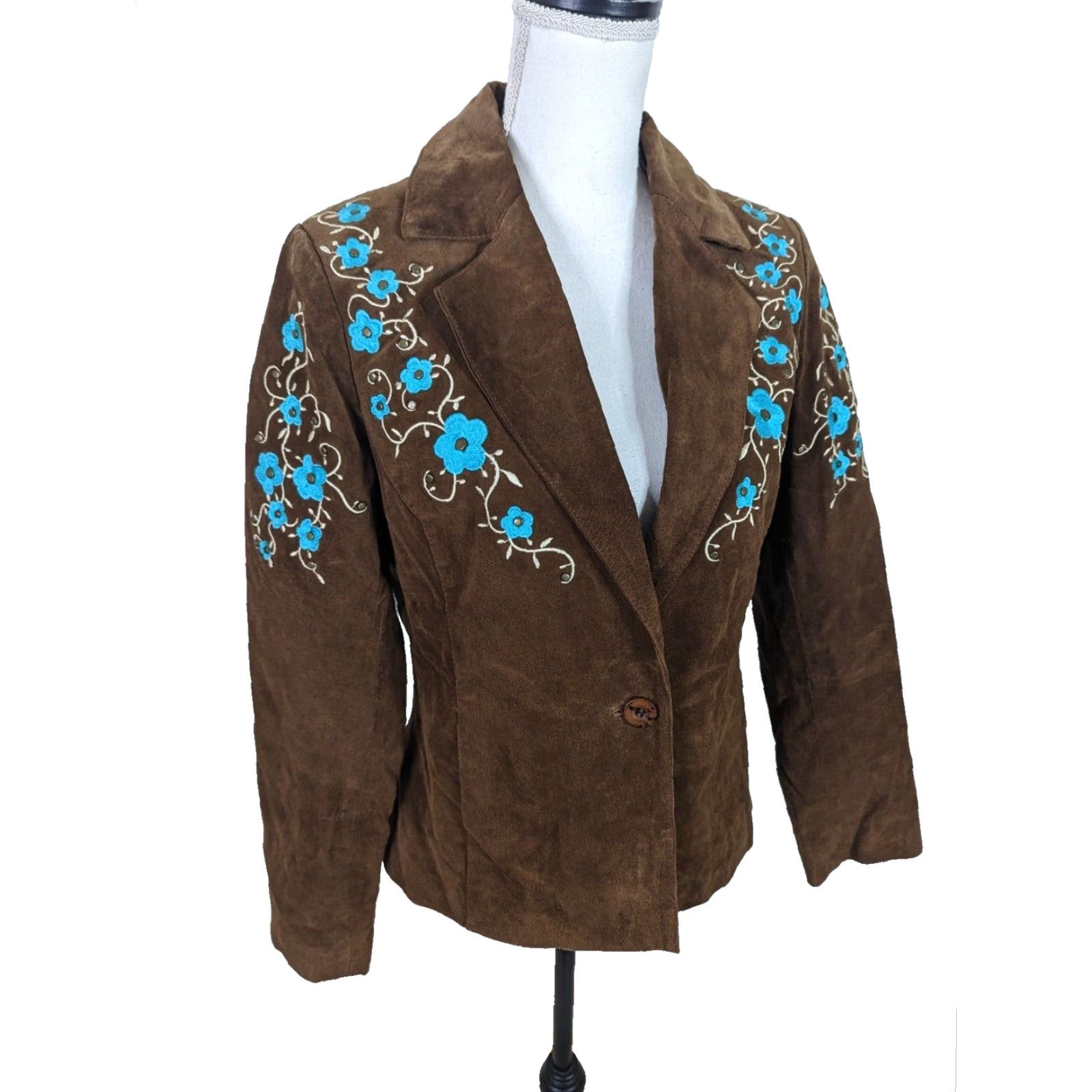 Vintage VINTAGE Ruidoso Suede Leather Western Floral Embroidered Jacket Womens Large Leather Jacket Size L / US 10 / IT 46 - 2 Thumbnail