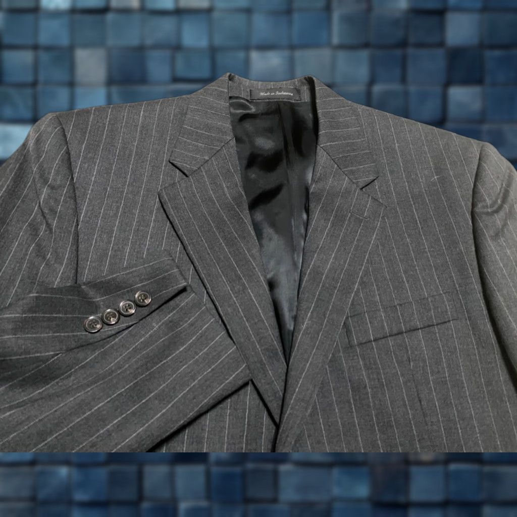 Chaps Chaps Ralph Lauren Blazer Mens Gray Wool 2 Button Long Sleeve Striped 40 Jacket Single-Breasted Vintage? Size US L / EU 52-54 / 3 - 1 Thumbnail