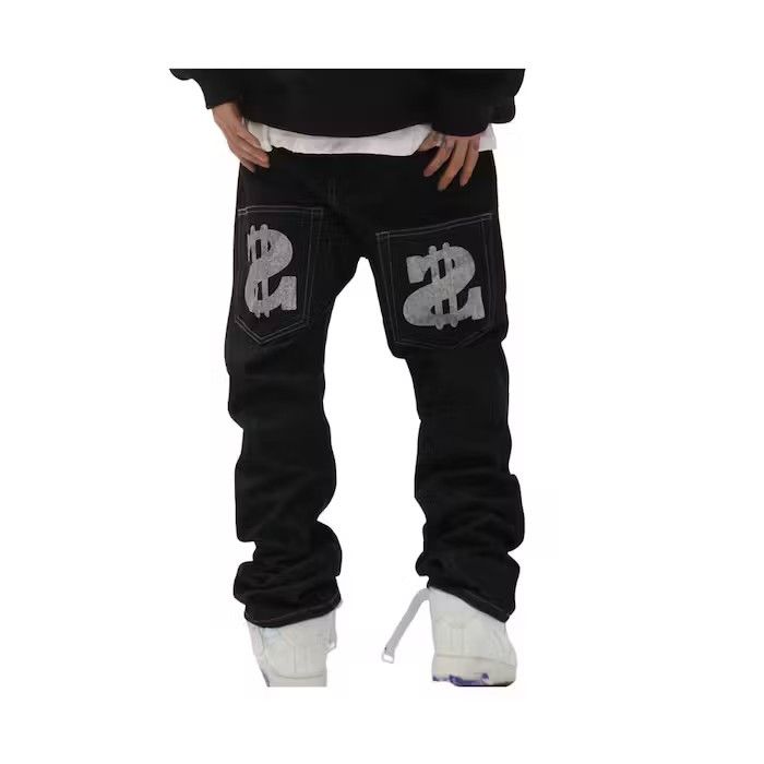 image of Dollar Black Baggy Jeans, Men's (Size 30)