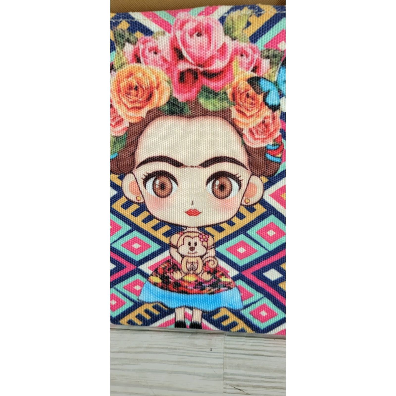 Changes Cartoon Frida Kahlo Shoulder Bag Purse EUC Tan Change Purse Handbag Womens Medium Multicolor Faux Leather 12x10x4 Inches Size ONE SIZE - 2 Thumbnail