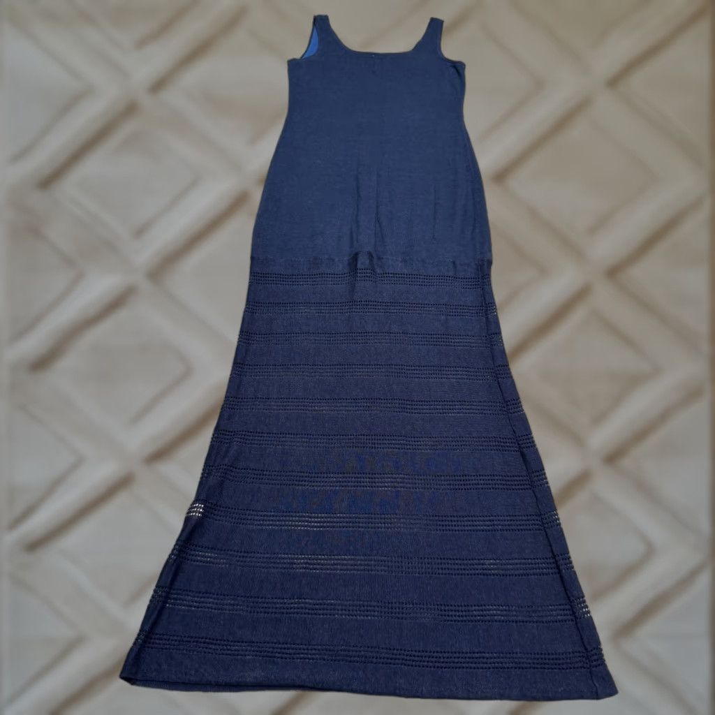 Victoria's Secret Victoria's Secret Dress Womens Small Navy Blue Linen Blend Knit Crochet Maxi Size S / US 4 / IT 40 - 1 Thumbnail