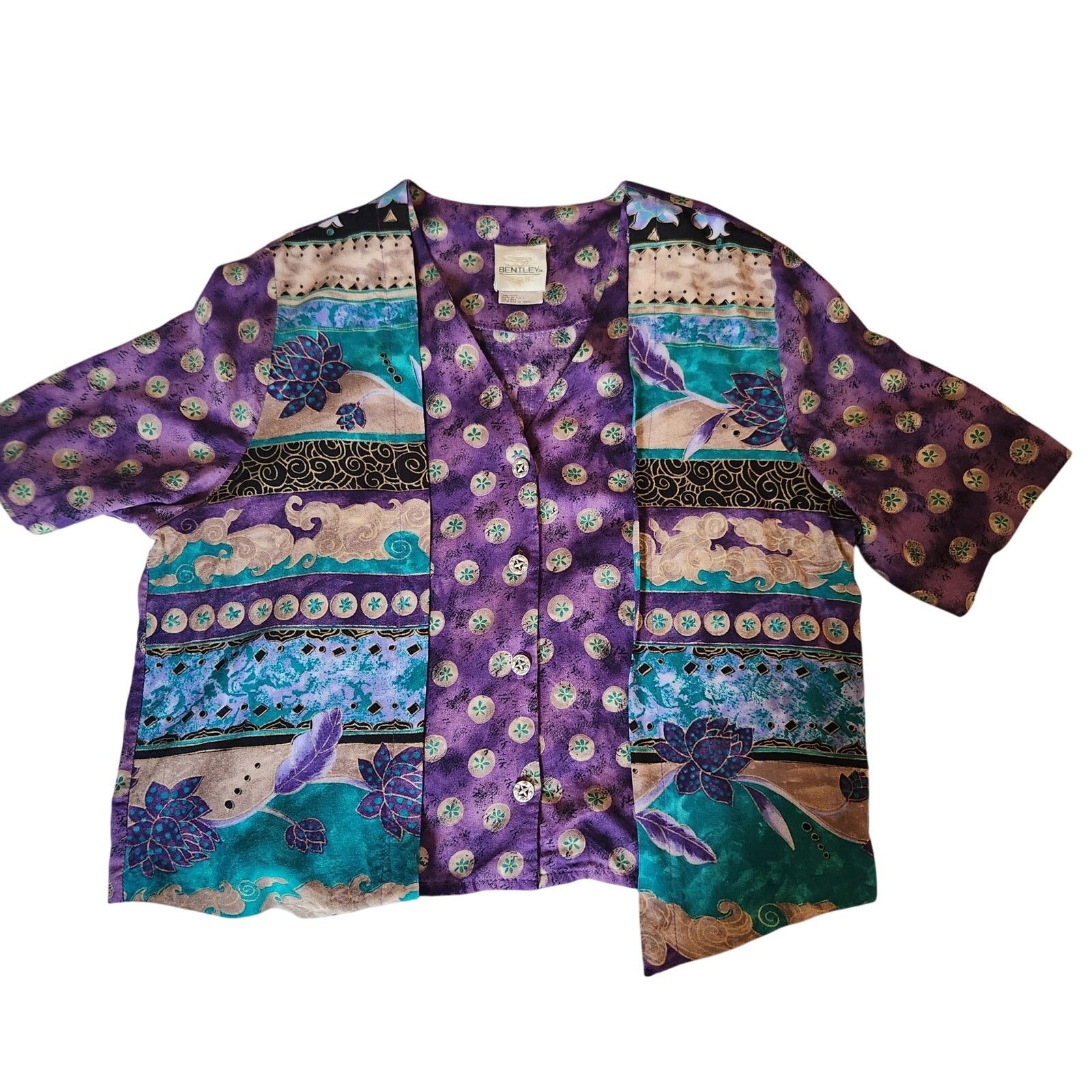 Bentley Vtg Bentley Boho Crop Top Purple Streetwear Size Medium USA Size M / US 6-8 / IT 42-44 - 1 Thumbnail
