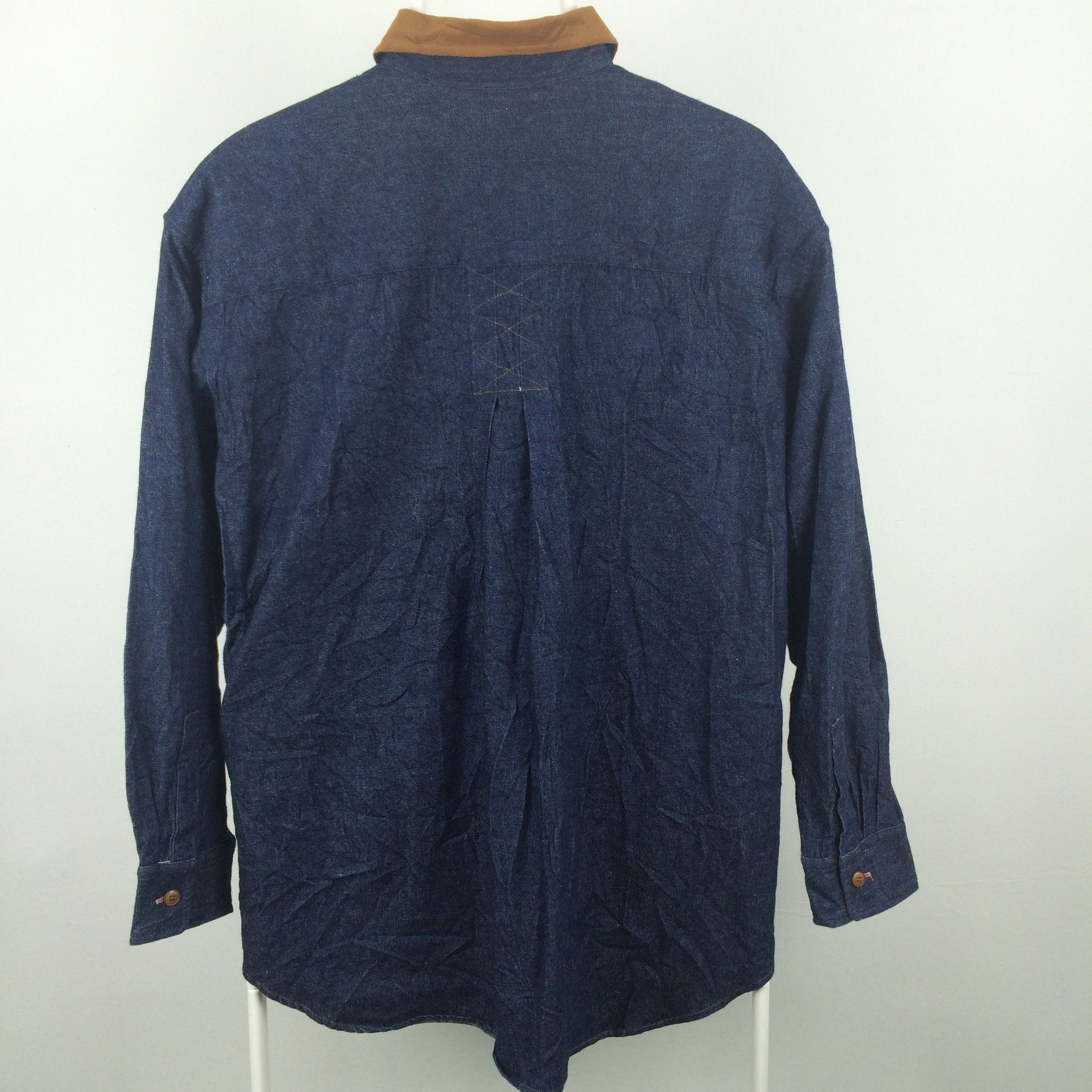 Designer × Japanese Brand × Kensho Abe A19 RARE! KENSHO ABE JAPANESE BLUE INDIGO DENIM WORK SHIRT Size US XL / EU 56 / 4 - 2 Thumbnail