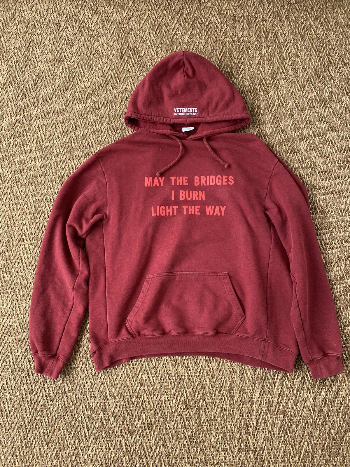 image of Vetements May The Bridges Burn Hoodie in Black, Men's (Size XL)