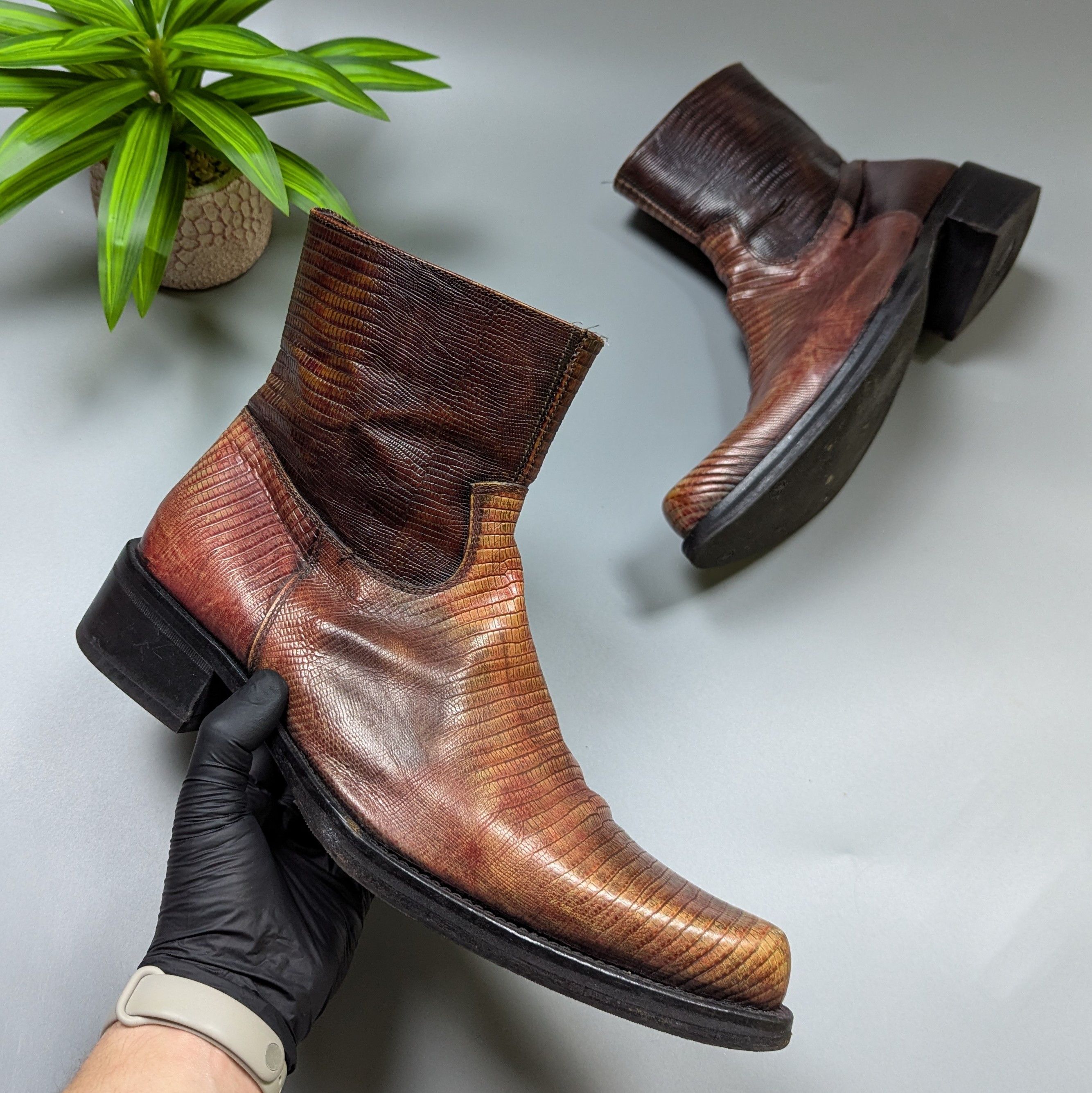 Vintage Vintage Mens Lizard Leather Boots Western Cowboy 44/10.5 Size US 10.5 / EU 43-44 - 13 Thumbnail
