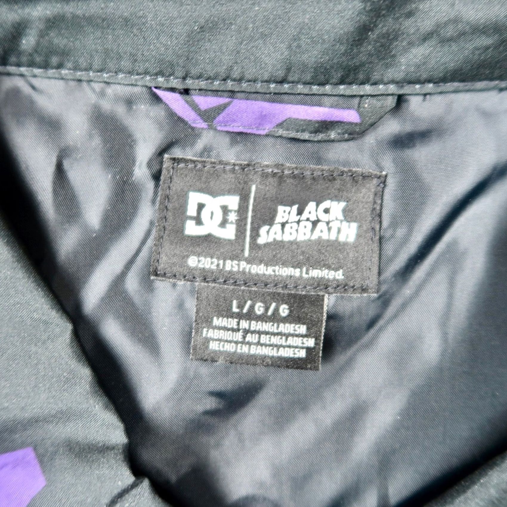 Vintage DC Shoes x Black Sabbath Coaches Jacket Mens L Black Purple NWT ADYJK03142 Size US L / EU 52-54 / 3 - 4 Thumbnail