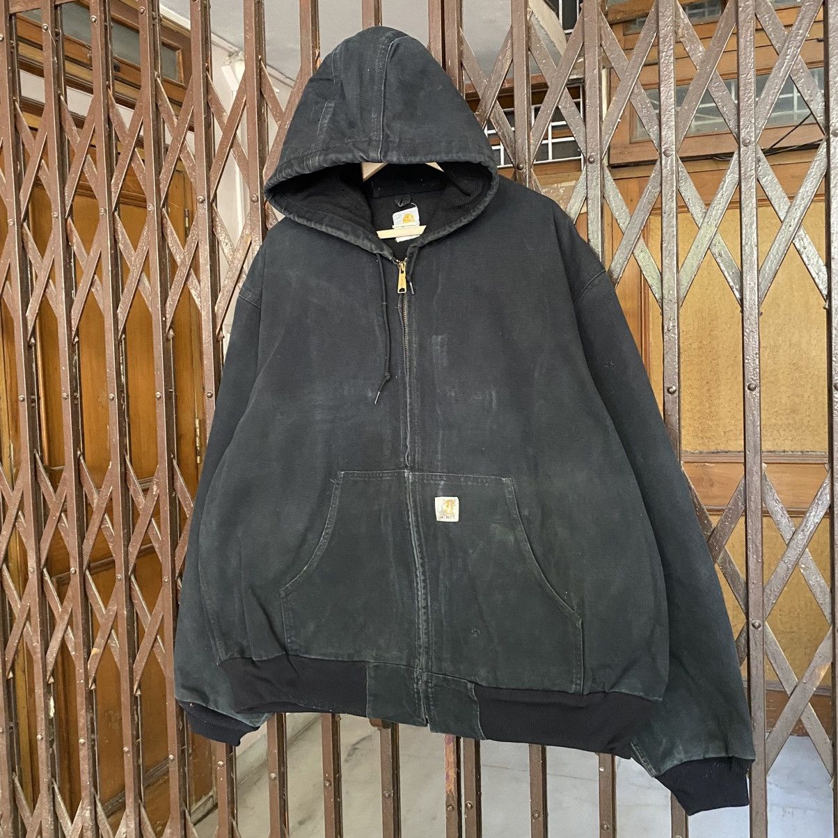 Carhartt Vintage Carhartt Faded Black Hooded Jacket Size US XL / EU 56 / 4 - 2 Thumbnail
