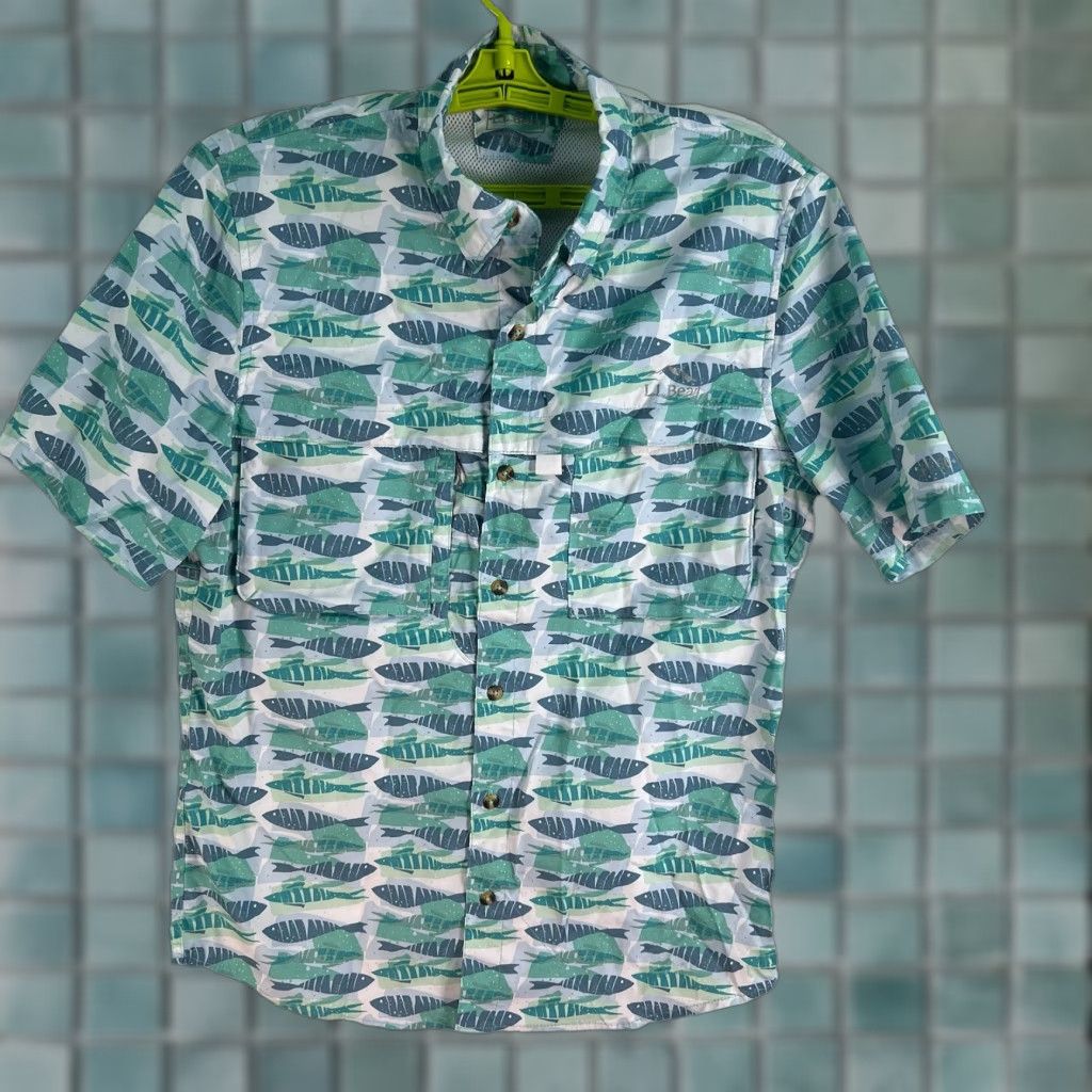 Vintage VINTAGE L.L. Bean Tropicwear Fish Print Button Up Shirt SunSmart UPF 50 Men's Small Size US S / EU 44-46 / 1 - 1 Thumbnail