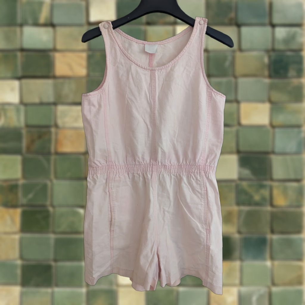 Vintage VINTAGE 90s Cottage Pink Romper Short Sleeveless High Waist L Womens Knit D3S Size 36" / US 14 / IT 50 - 1 Thumbnail