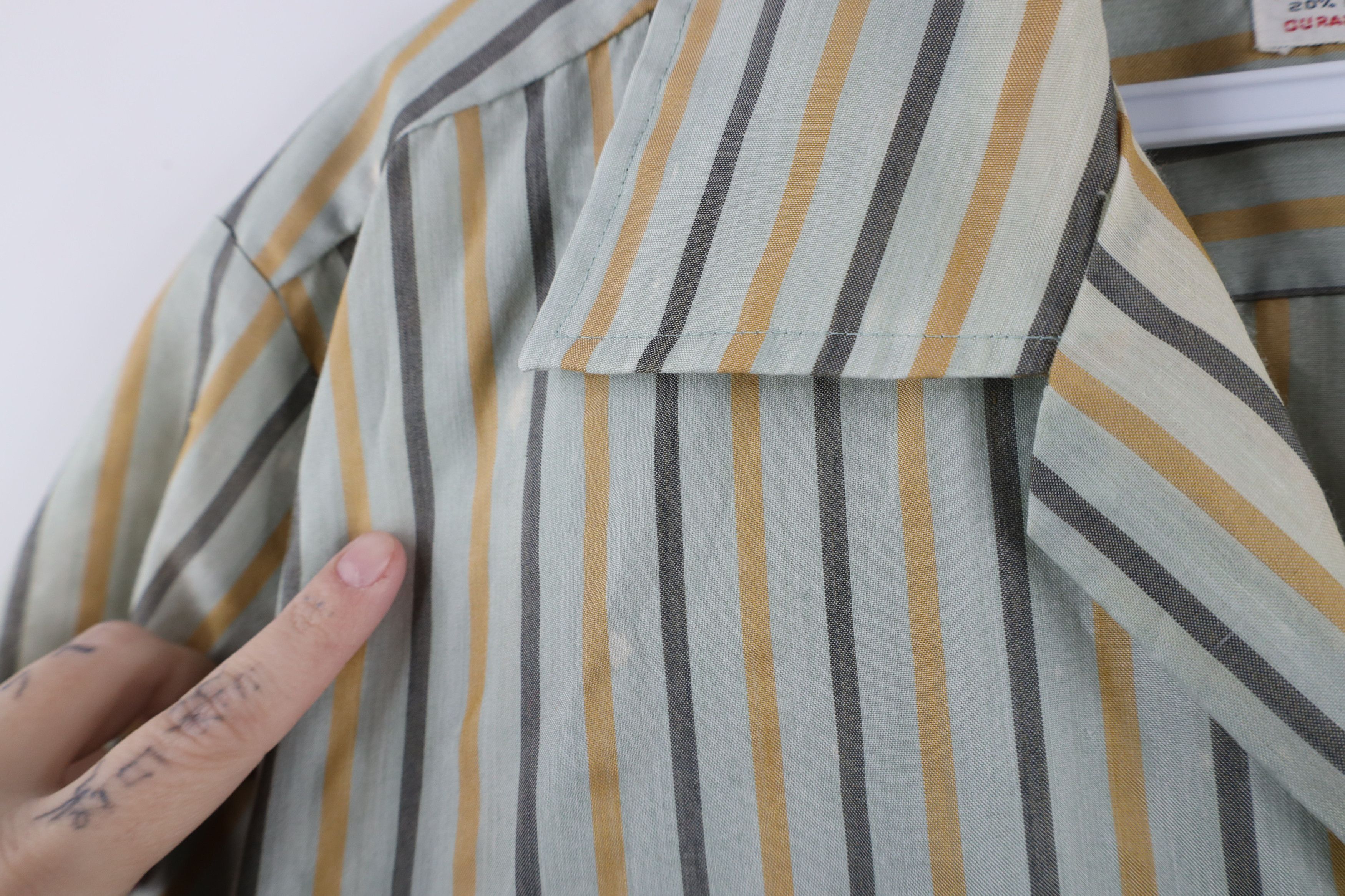 Macys × Vintage Vintage 50s 60s Macys Striped Looped Collar Button Shirt Size US M / EU 48-50 / 2 - 9 Thumbnail