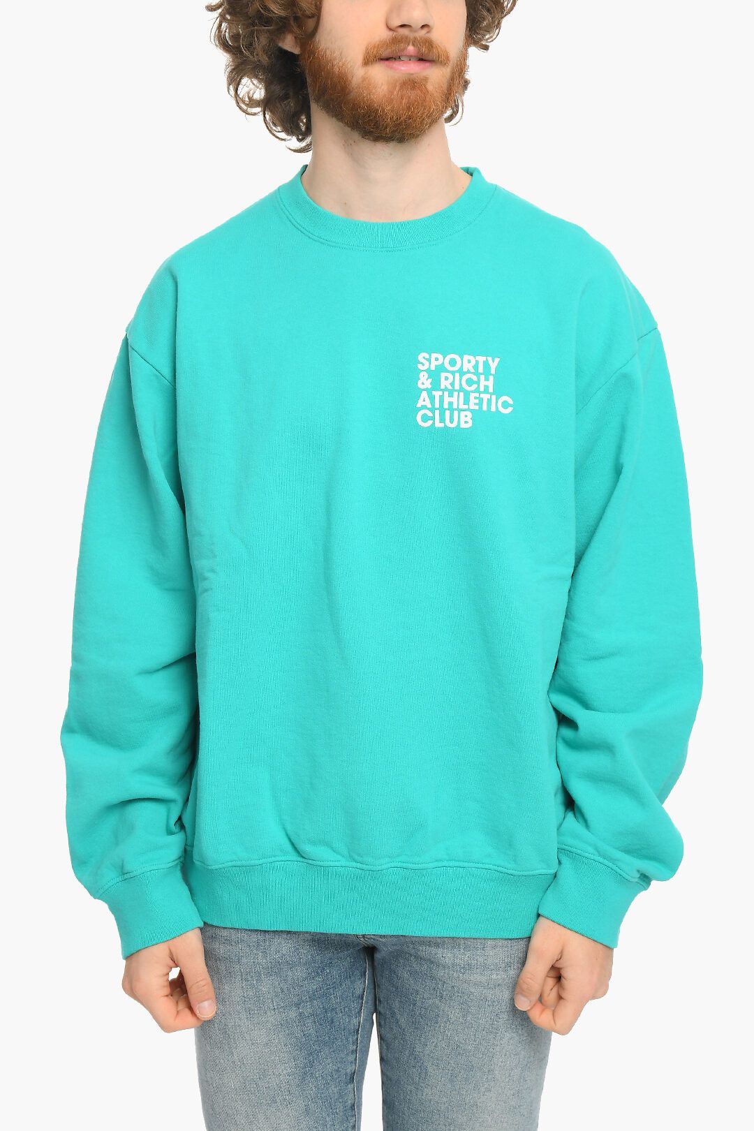 image of Sporty Rich Og1Mm0524 Crewneck Sweatshirt In Light Blue, Men's (Size Large)