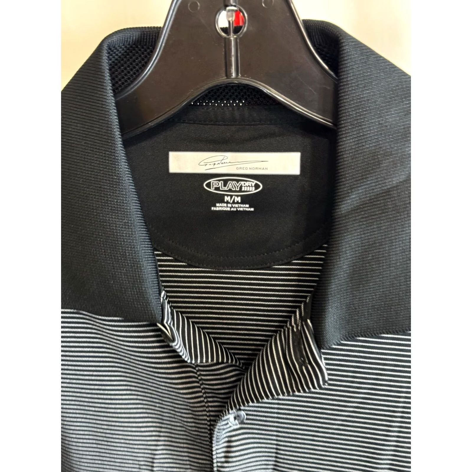 Vintage Greg Norman Polo Shirt Mens M Gray Black Stripe Golf Shirt Medium M Size US M / EU 48-50 / 2 - 3 Thumbnail
