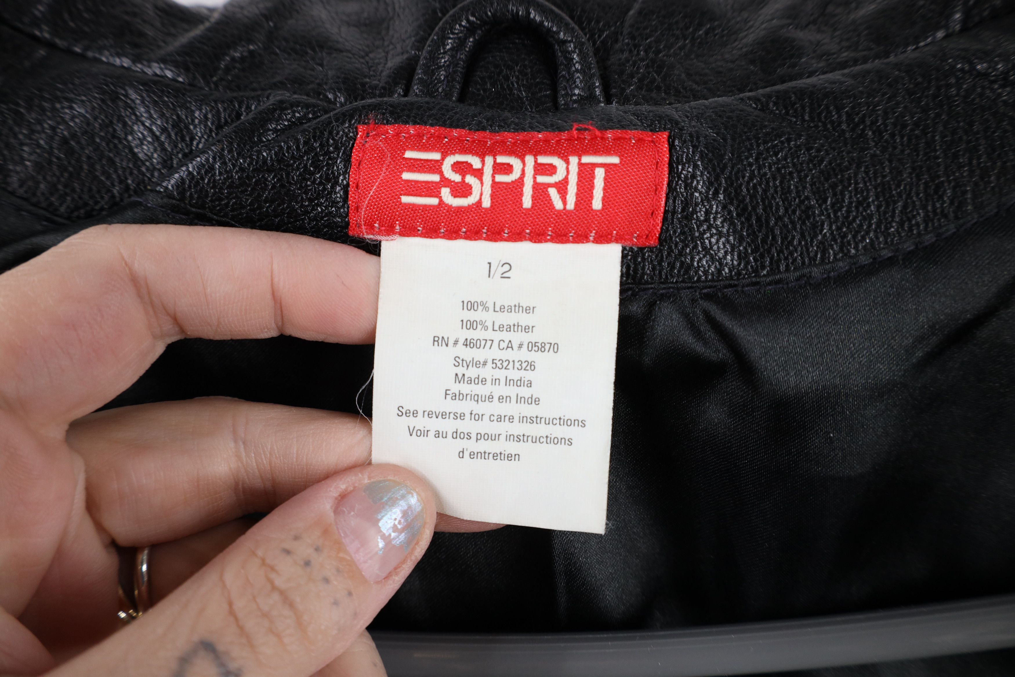 Esprit × Vintage Vintage 90s Esprit Cropped Leather Cafe Racer Bomber Jacket Size XS / US 0-2 / IT 36-38 - 8 Thumbnail