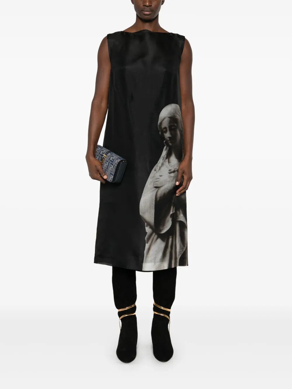 Fendi o1s1wg110226 Midi Dress in Black Size XS / US 0-2 / IT 36-38 - 5 Thumbnail