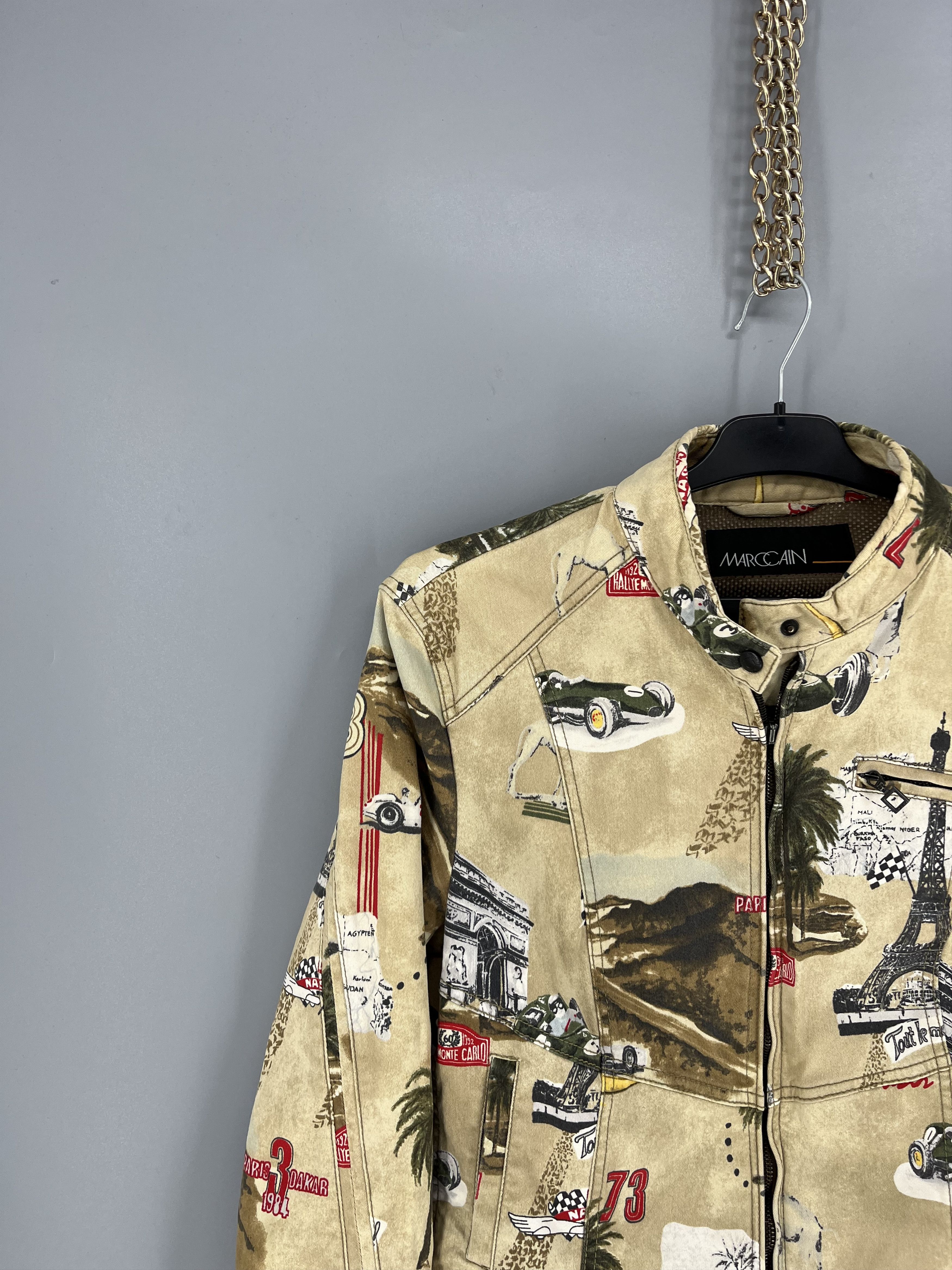 Vintage MARC CAIN Biker Moto Jacket Racing Print Stretch Cotton Size M / US 6-8 / IT 42-44 - 4 Thumbnail