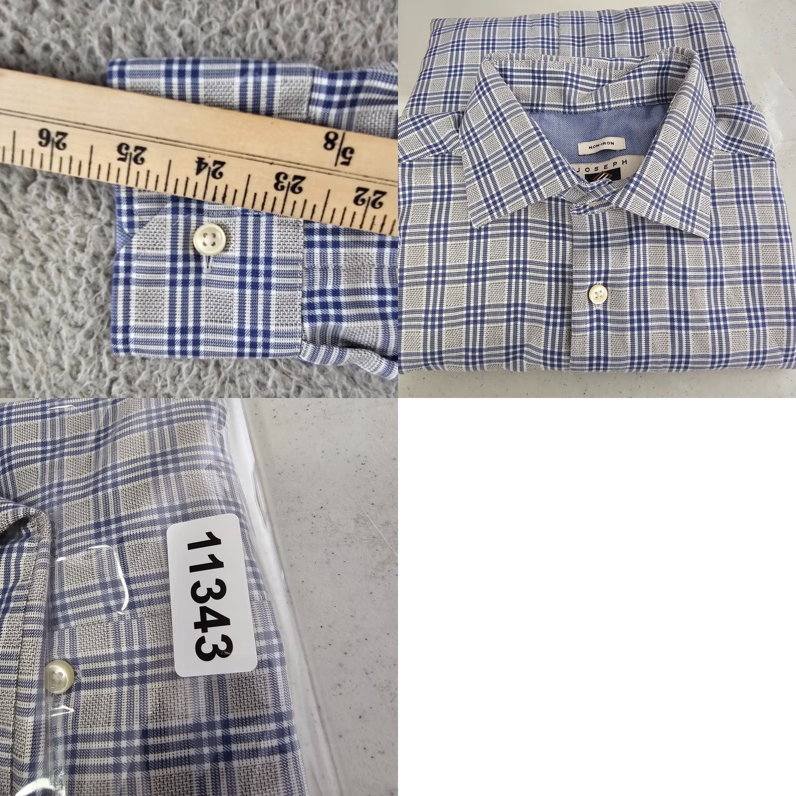 Joseph Abboud Joseph Abboud Shirt Mens M Blue Gray Check Cotton Button Up Long Sleeve Size US M / EU 48-50 / 2 - 8 Thumbnail