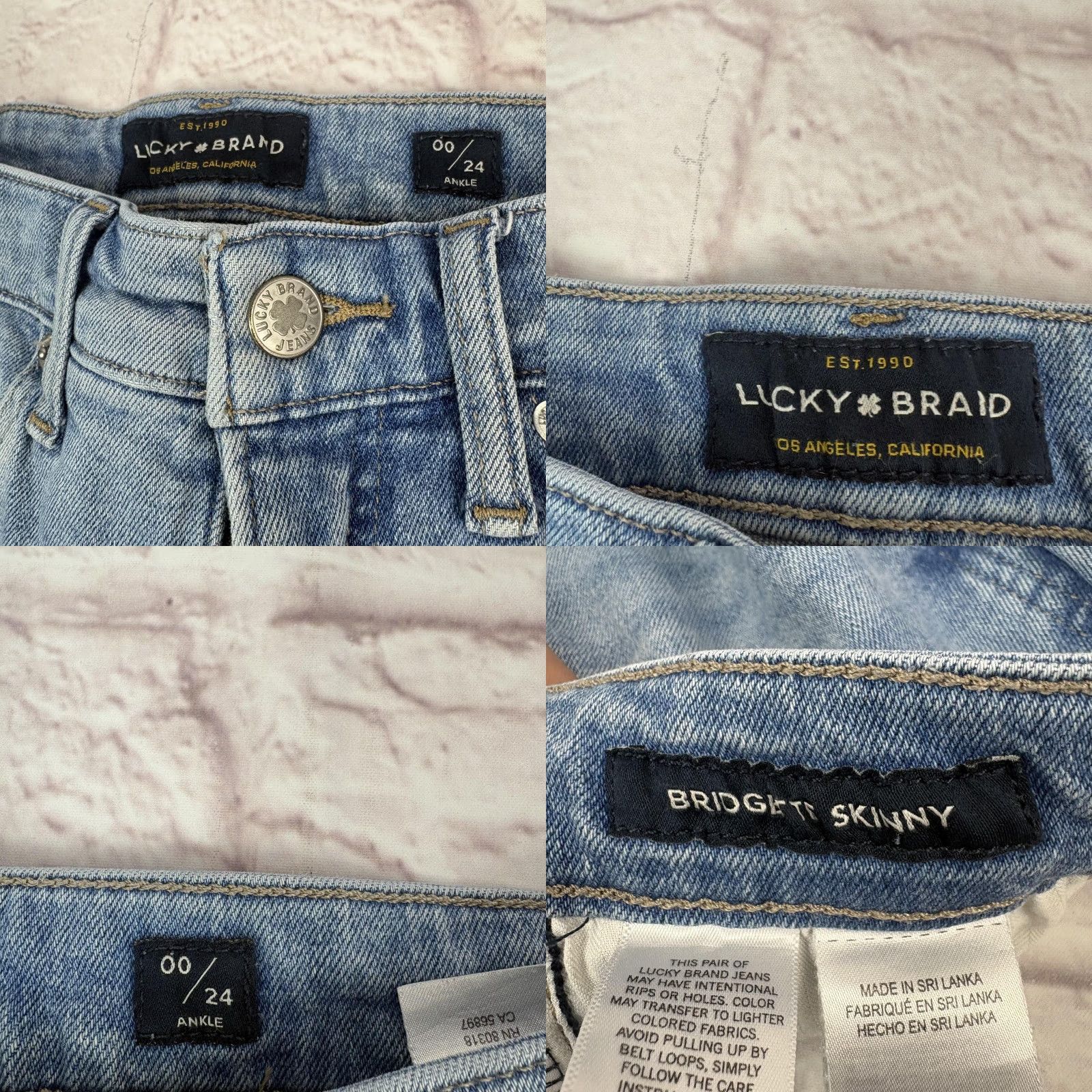 Lucky Brand Lucky Brand Bridgette Skinny Jeans Womens 00/24 Light Wash High Rise Ankle Denim Size 24" / US 00 / IT 34 - 9 Thumbnail