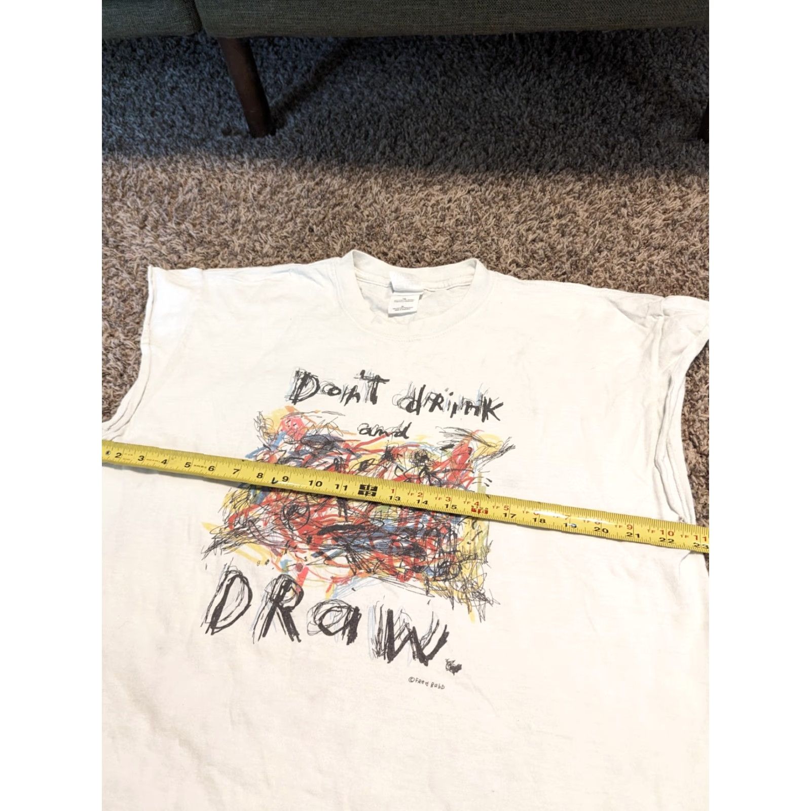 Gildan Fred Babb Art T-Shirt - Don't Drink and Draw - Adult XL White Cotton Gildan Crew Neck Short Sleeve Graphic Tee Men Art Tank Top Size US XL / EU 56 / 4 - 5 Thumbnail