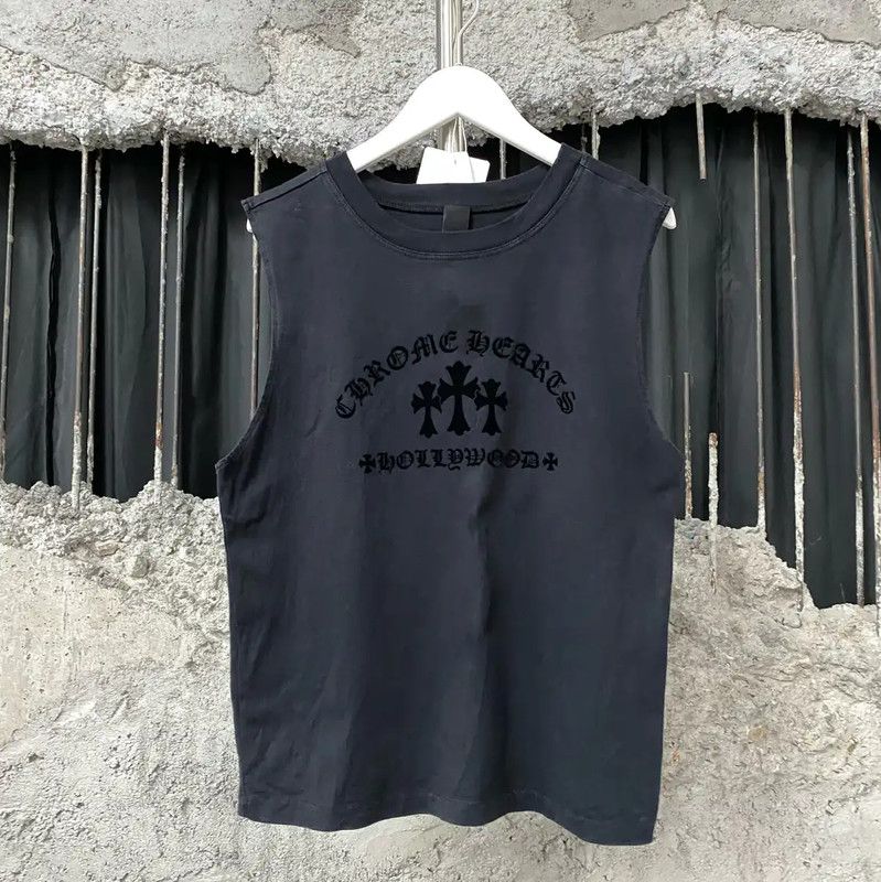 Chrome Hearts Chrome Hearts Black Cotton Embroidered Tank Top 0089 Size S / US 4 / IT 40 - 1 Thumbnail