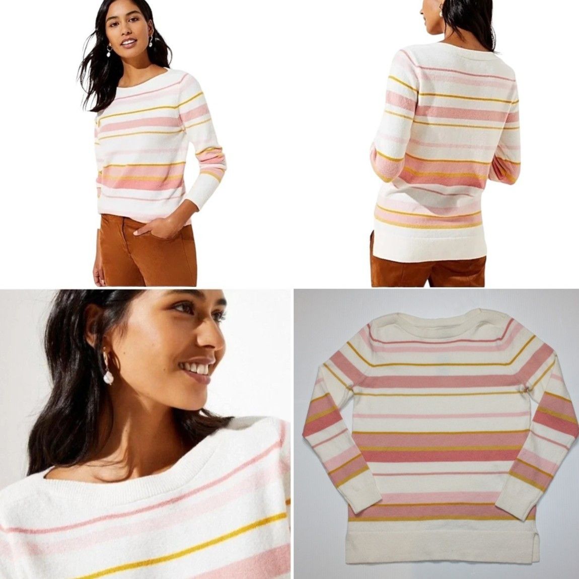 Loft Striped Boatneck Sweater in Pastel Colors & size Petite M Size M / US 6-8 / IT 42-44 - 1 Thumbnail