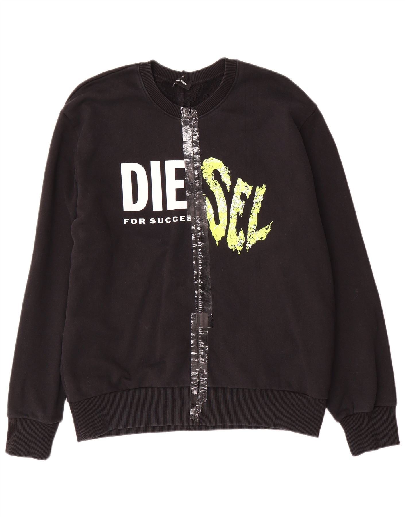 Diesel Boys Graphic Sweatshirt Jumper 15-16 Years Black Cotton Size XL / US 12-14 / IT 48-50 - 1 Thumbnail