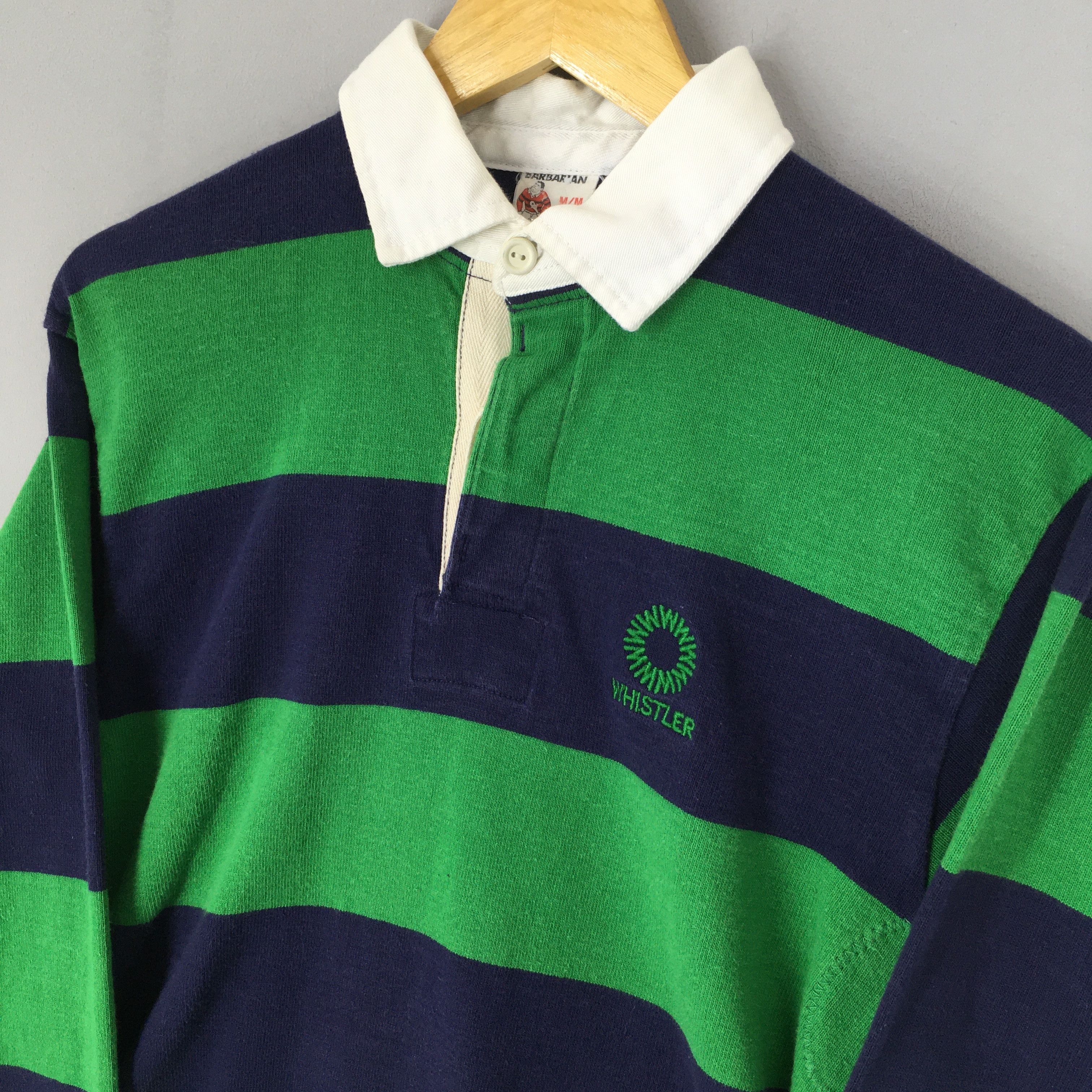 Vintage Vintage 80s Barbarian Striped Polo Rugby Shirt Medium Size US M / EU 48-50 / 2 - 3 Thumbnail