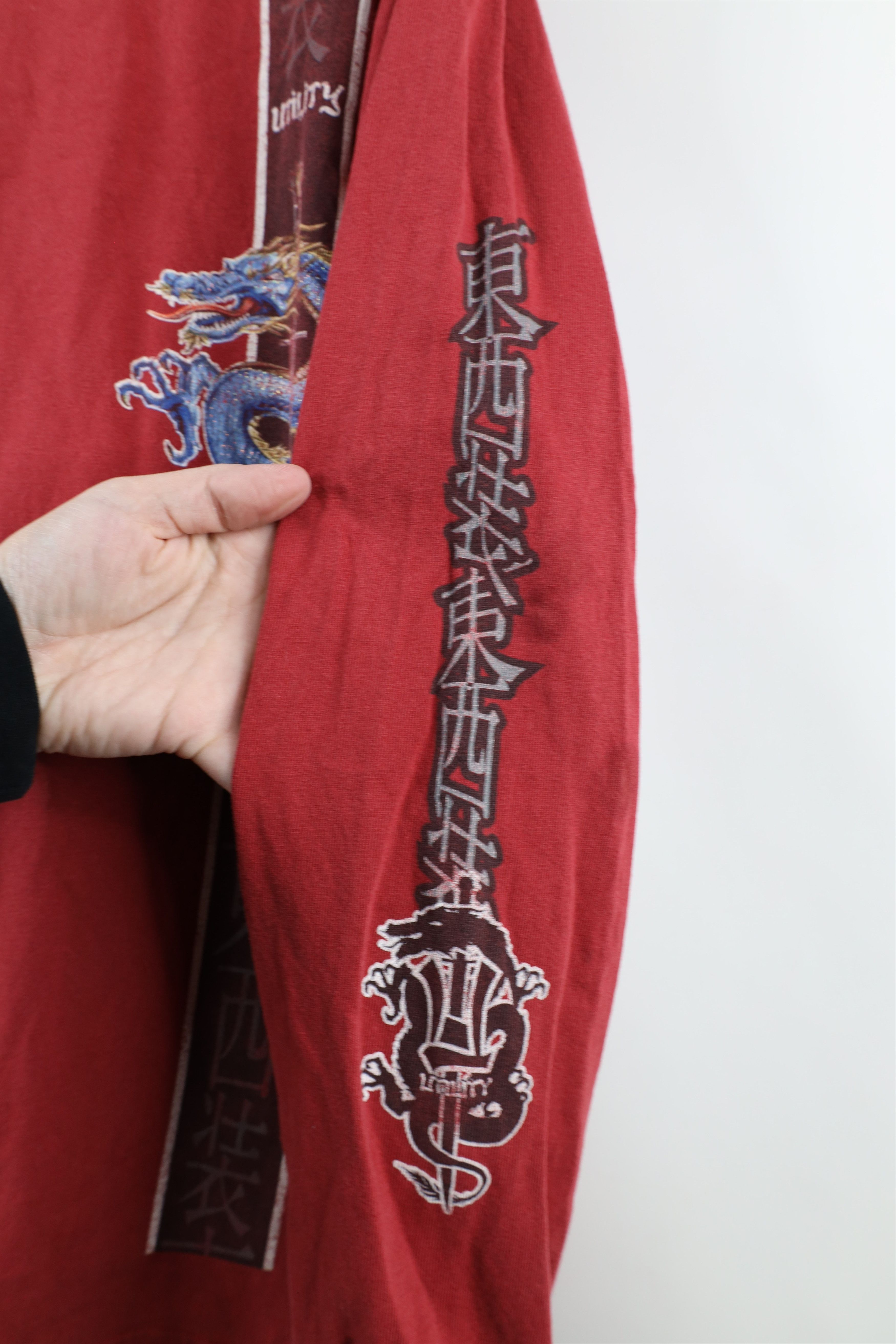 Vintage Vintage 90 Streetwear Chinese Dragon Long Sleeve T-Shirt Red Size US S / EU 44-46 / 1 - 6 Thumbnail