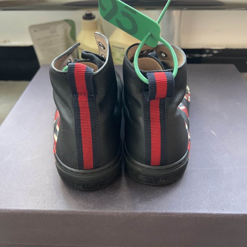 Gucci Gucci Black Leather Snake High-Top Sneakers - Size US 6.5 / EU 39-40 - 3 Thumbnail