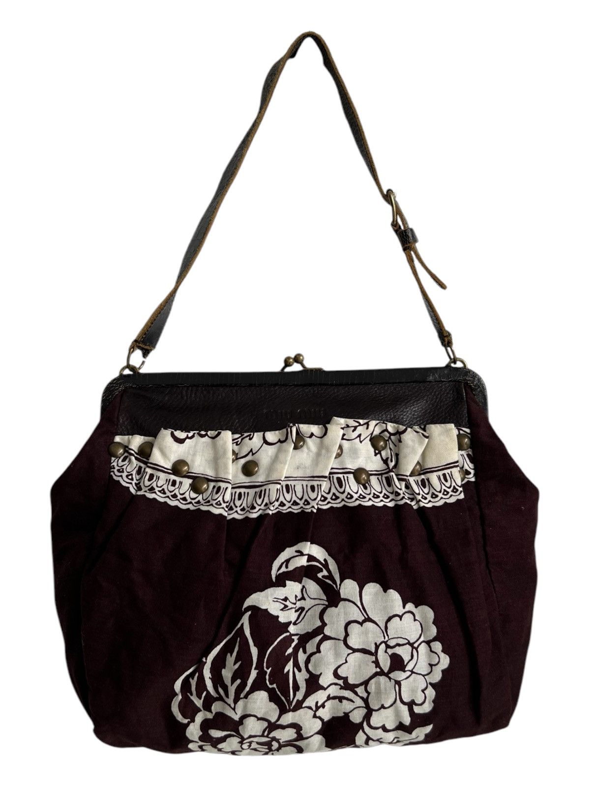 Miu Miu Vintage MIU MIU Archive Studded Hybrid Leather Carry Bag Size ONE SIZE - 2 Thumbnail