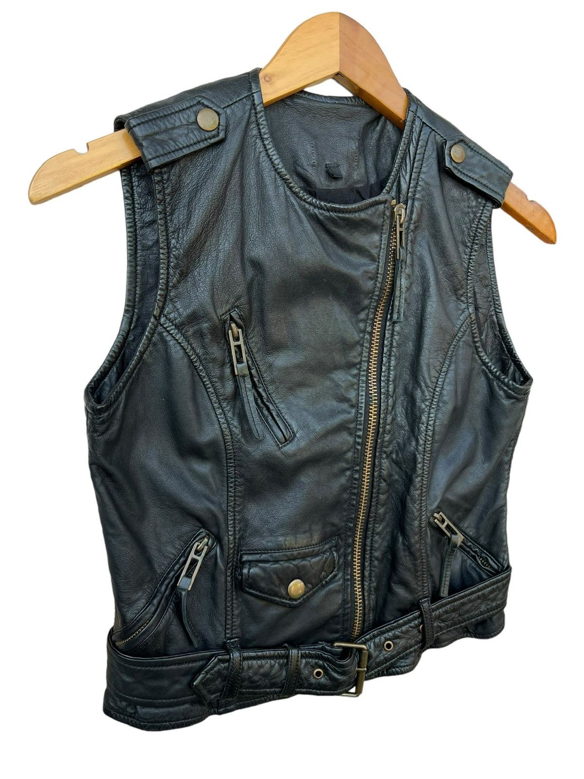 Japanese Brand Black Biker Leather Multipocket Gothic Leather Vest Jacket Size US S / EU 44-46 / 1 - 2 Thumbnail