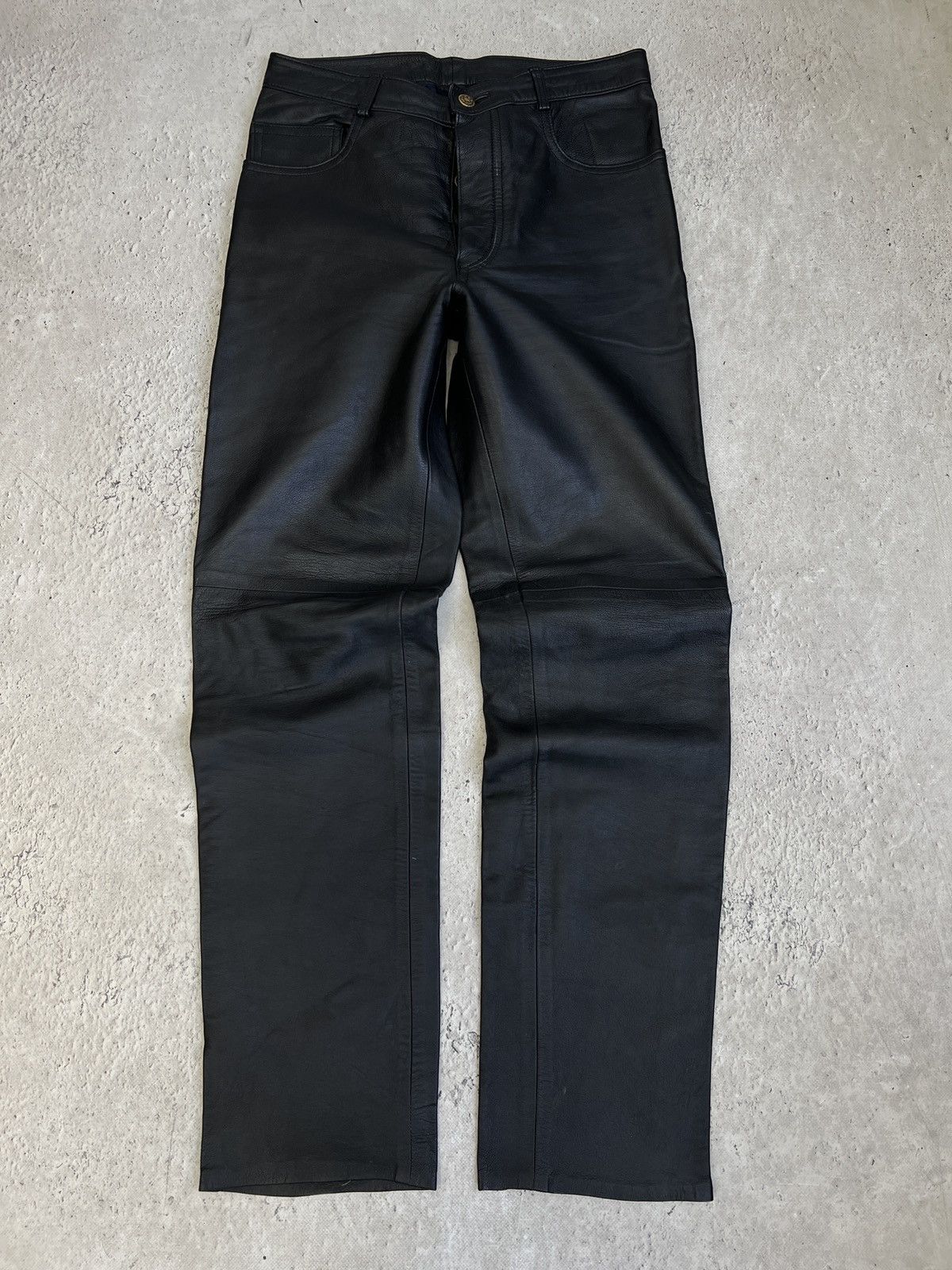 Genuine Leather Harley Davidson style leather y2k pants balenciaga hype Size US 32 / EU 48 - 1 Thumbnail