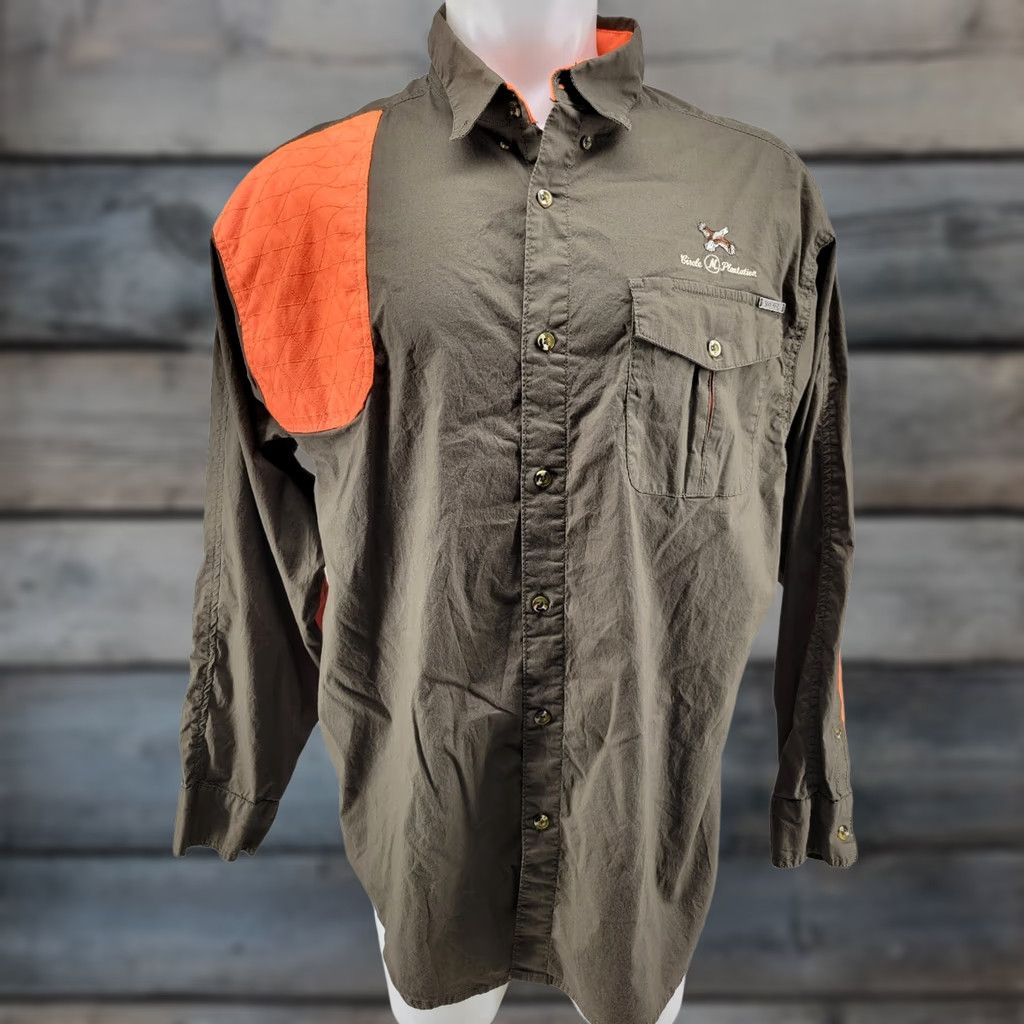 Vintage Rock Point Outdoors Circle M Plantion Hunting Shirt Sz 2XL Green Orange Vented Mens Shirt Size US XXL / EU 58 / 5 - 1 Thumbnail
