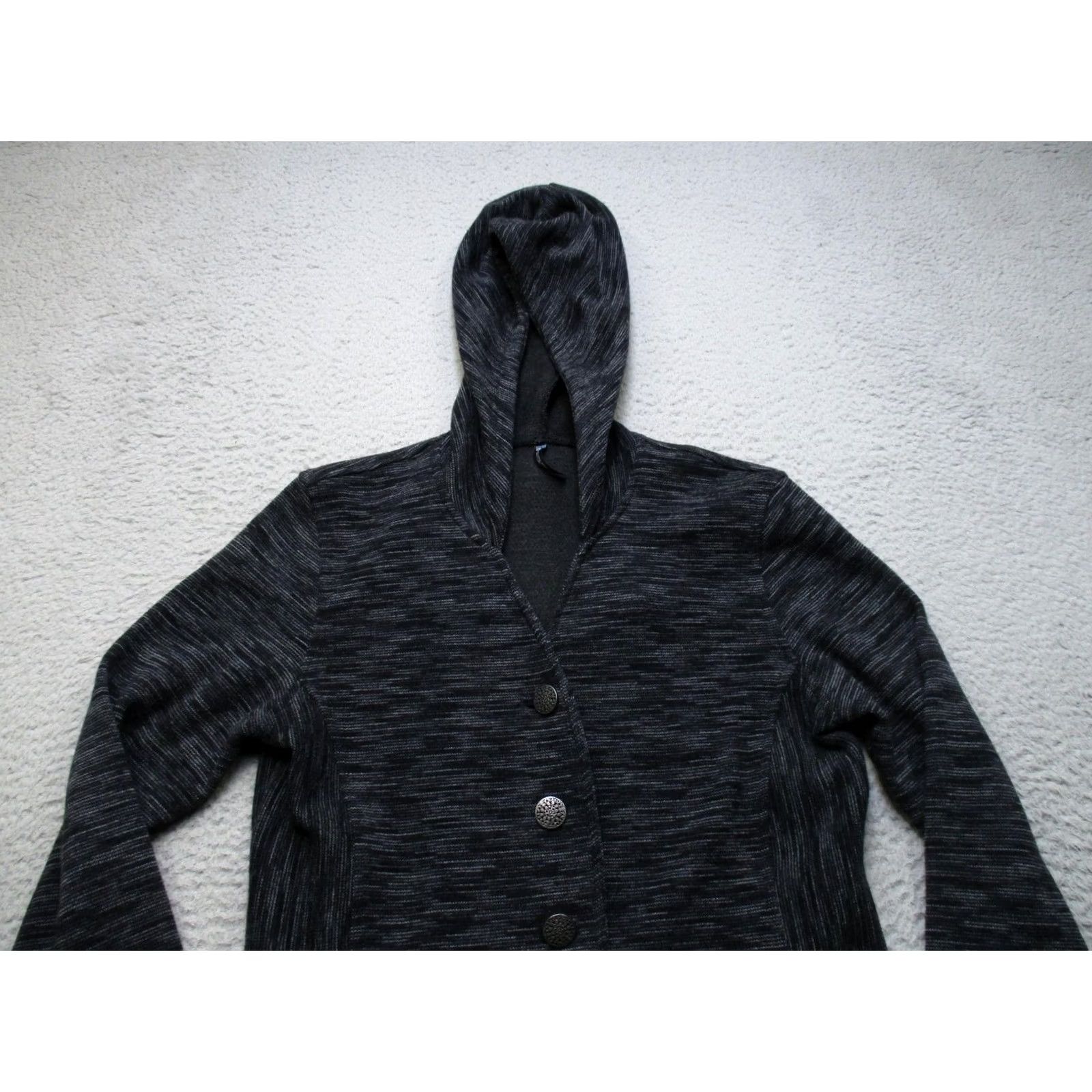 Vintage Kuhl Cardigan Sweater Womens Medium Gray Hooded Longline Button Front Wool Blend Knit Long Sleeve Vintage? No Size M / US 6-8 / IT 42-44 - 2 Thumbnail