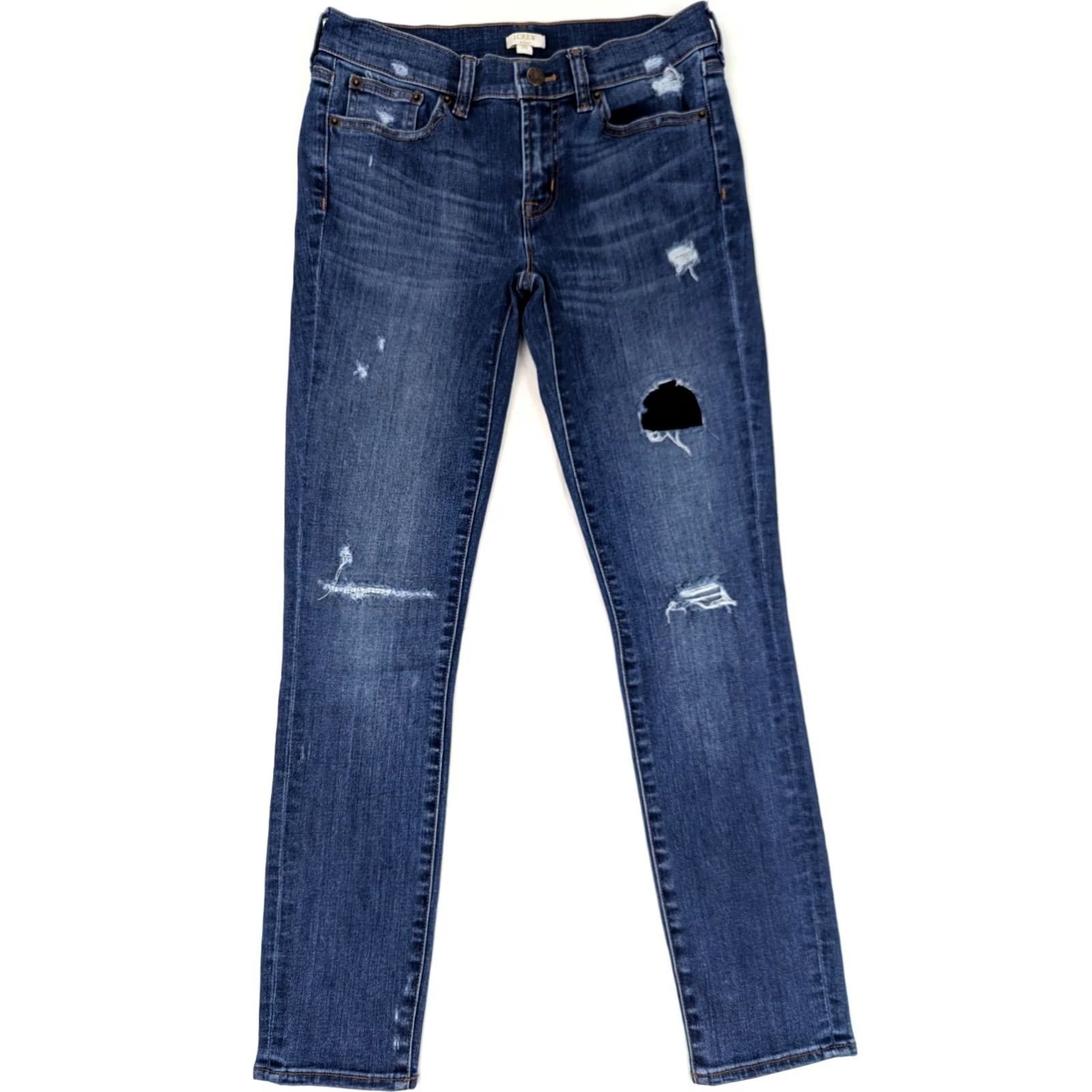 J.Crew J. Crew Skinny Denim Jeans Women 27x27.5 Distressed Stretch Blue N/A EUC C7846 Size 27" / US 4 / IT 40 - 2 Thumbnail