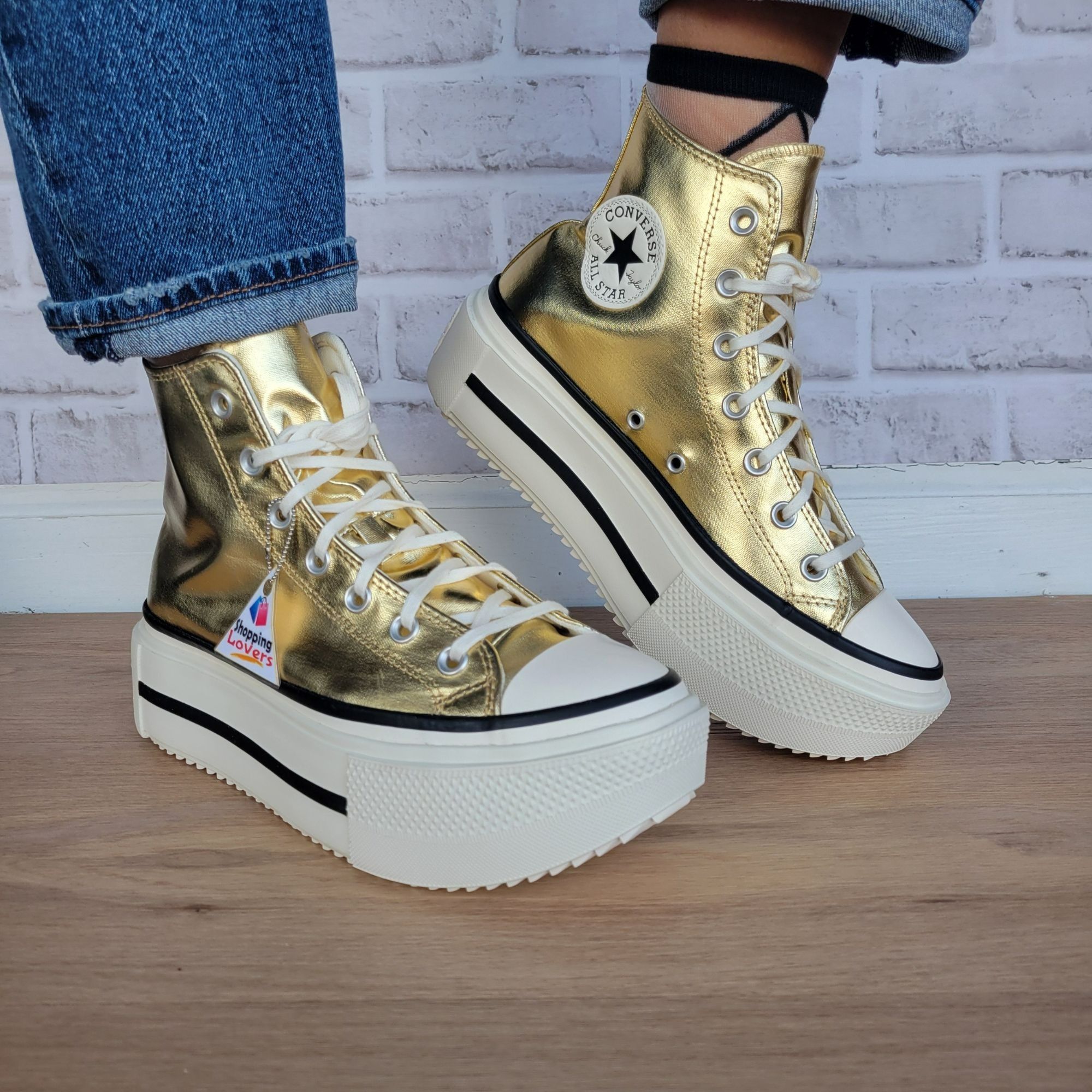 ⭐Converse Chuck Taylor Lift Double Stack Gold 8.5 Women's Sh