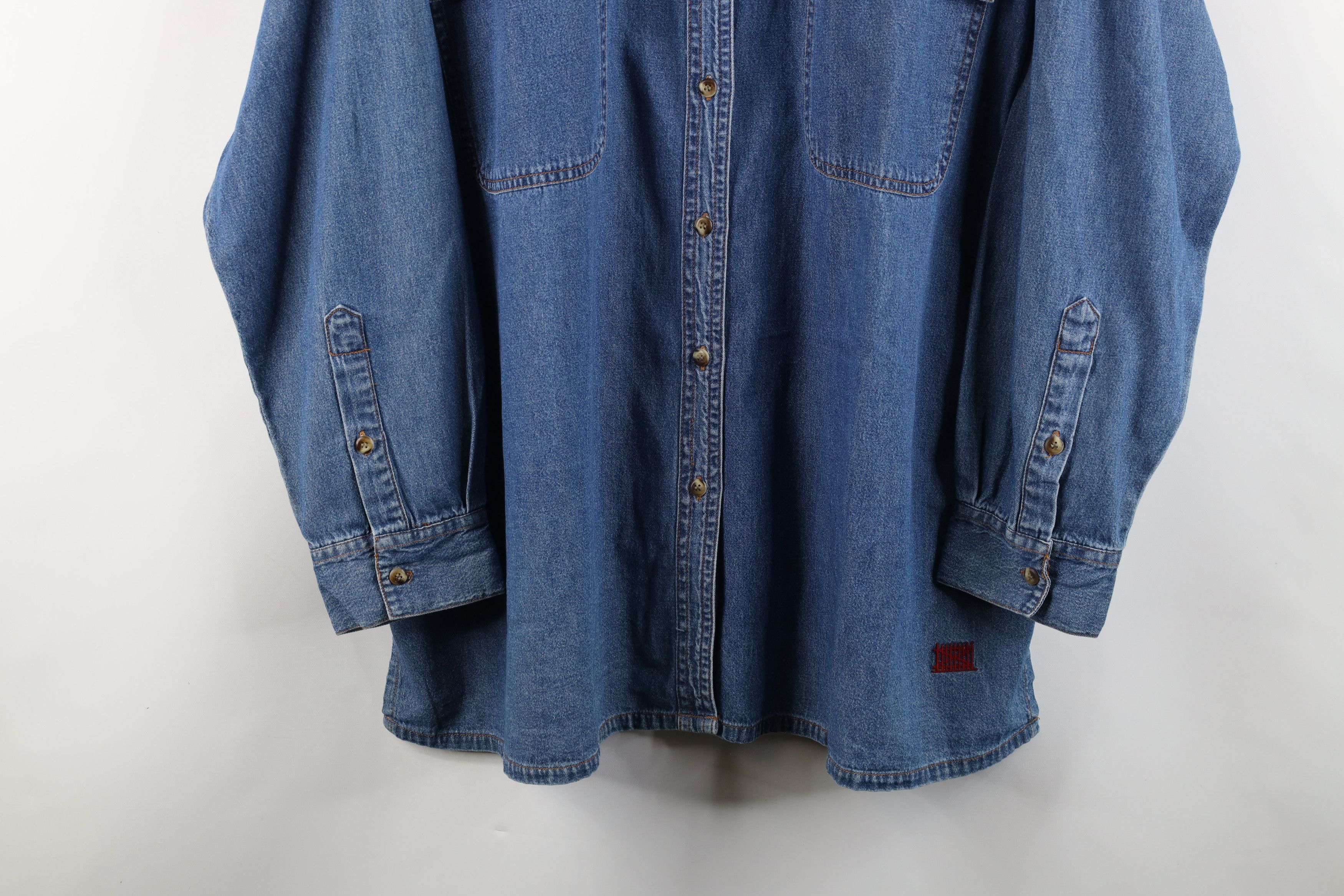 Vintage Vintage 90s Streetwear Collared Denim Jean Button Shirt Size 3XL / US 20-22 - 3 Thumbnail