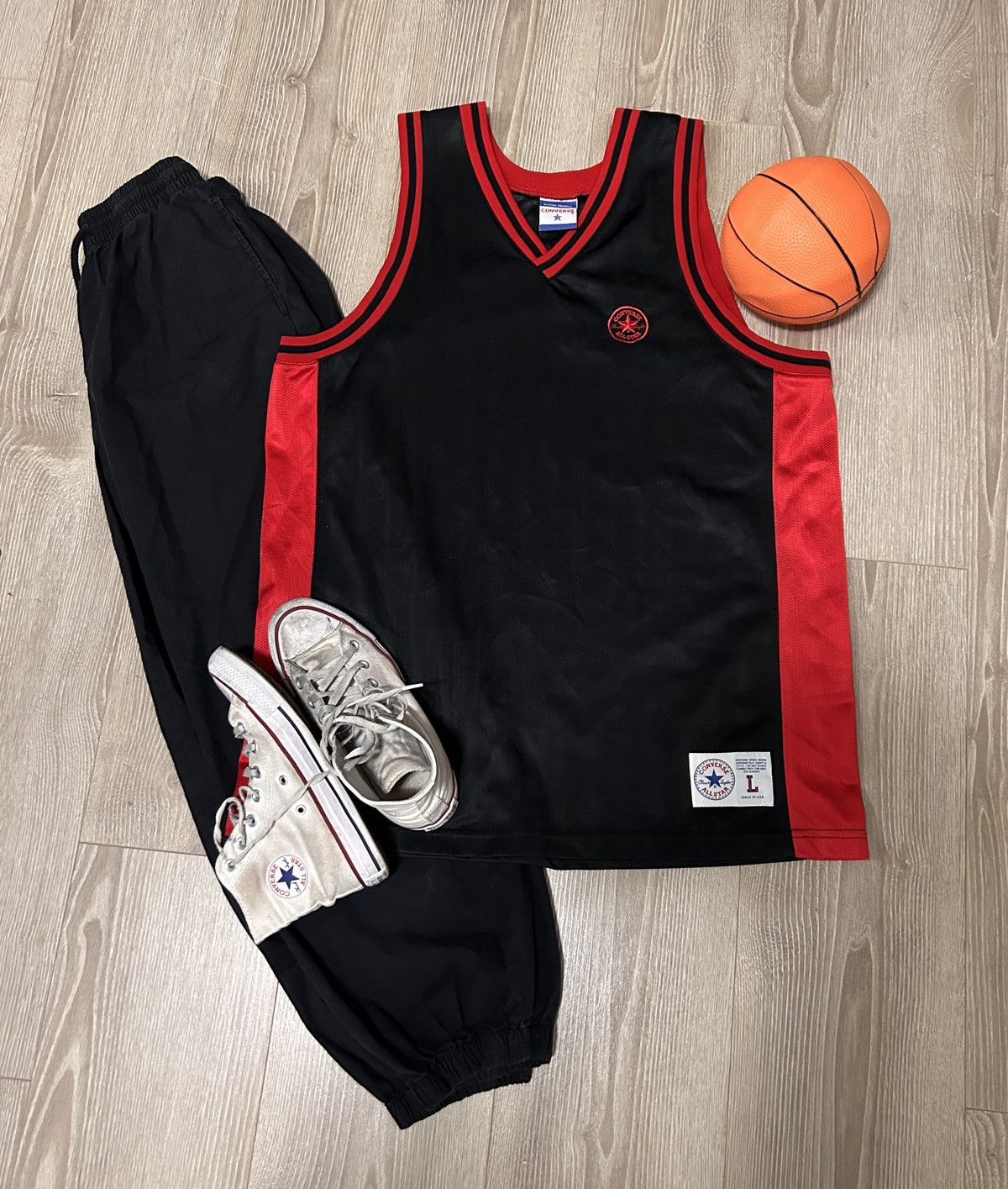 Converse 90s Converse All Stars Embroidered Mesh Black & Red Jersey Size US L / EU 52-54 / 3 - 1 Thumbnail