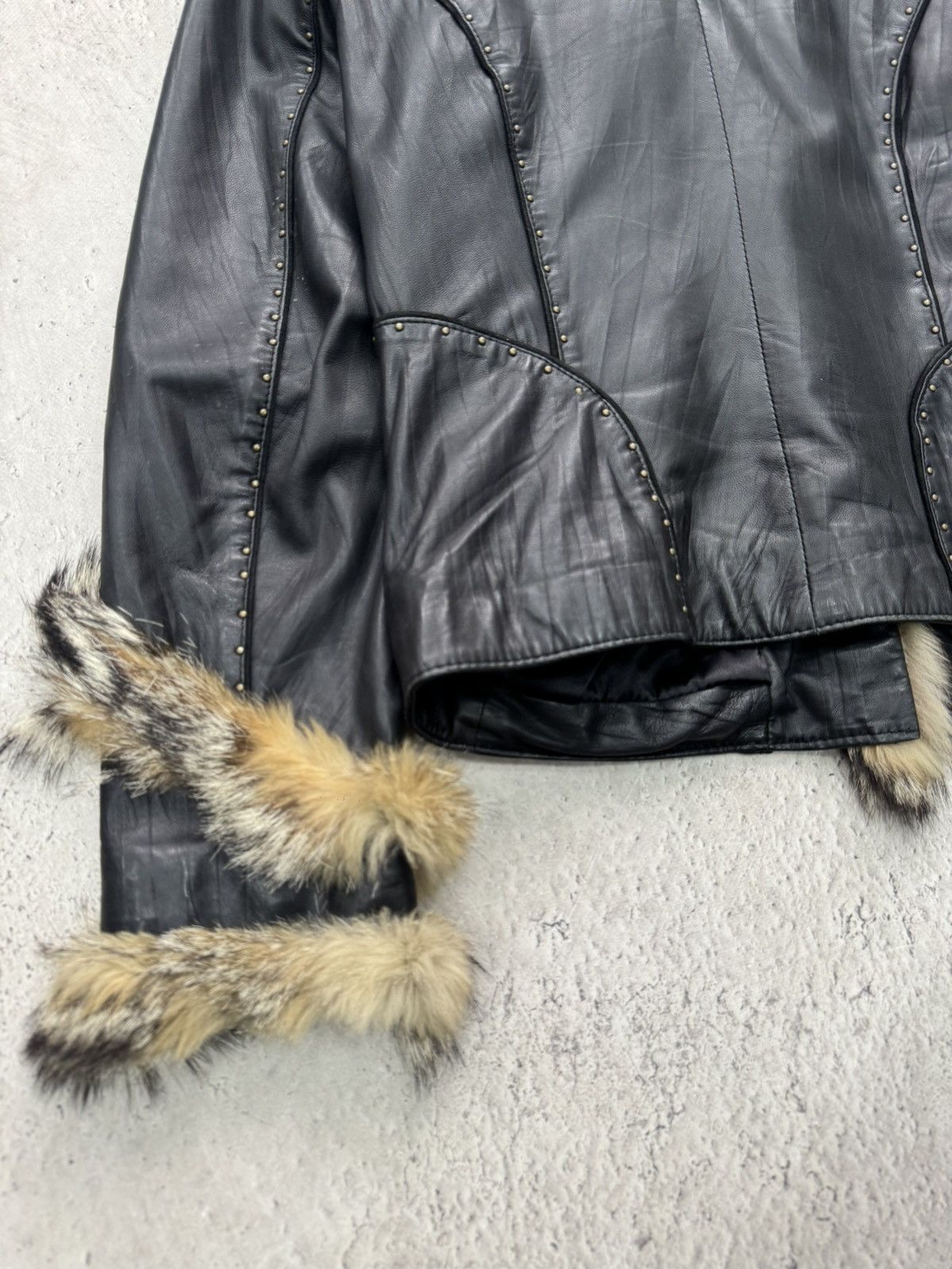 Le Grande Bleu (L.G.B.) Rare leather legrandebleu leather fur jacket blazer 90s Size M / US 6-8 / IT 42-44 - 10 Thumbnail