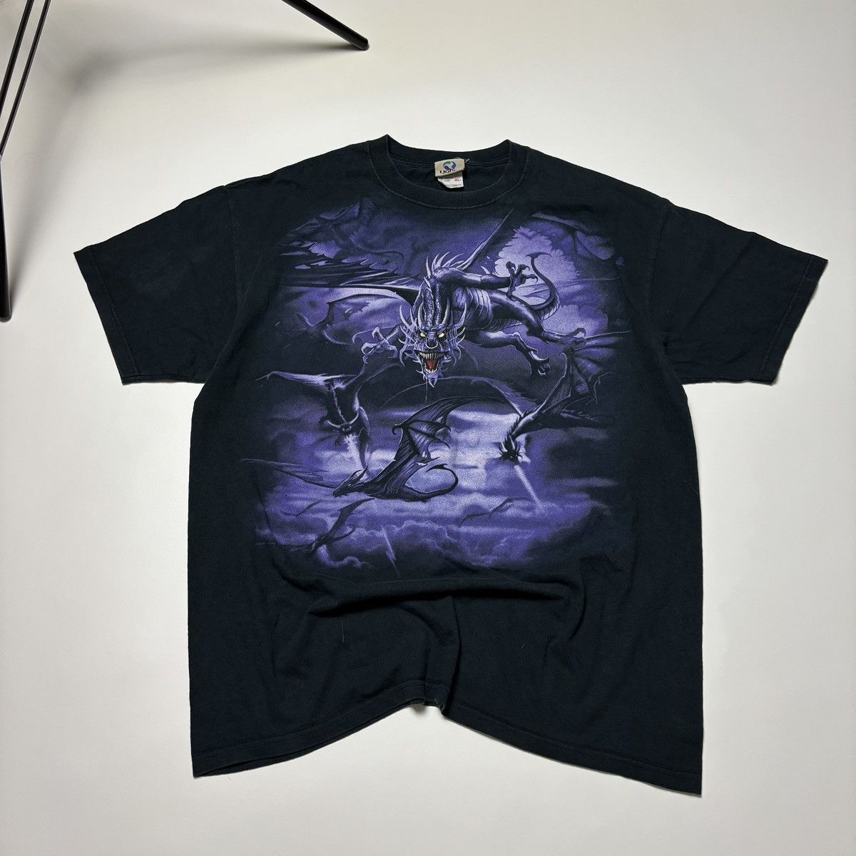 Liquid Blue × Vintage CRAZY LIQUID BLUE VINTAGE 2002s T-SHIRT DRAGON GOTHIC OPIUM Size US XL / EU 56 / 4 - 1 Thumbnail