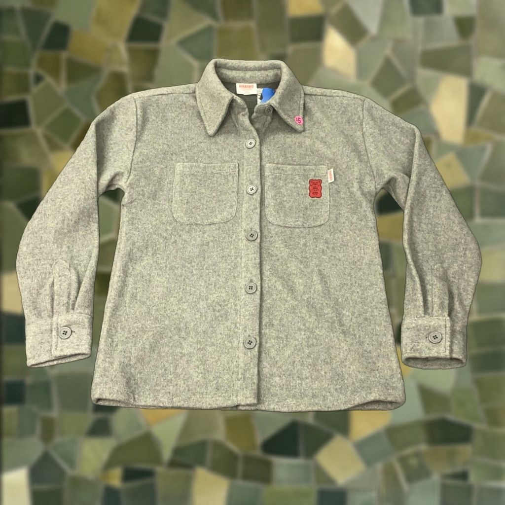 Logo 7 VINTAGE Haribo Shirt Jacket Womens Small Grey Button Up Fleece Gummy Bear Logo Patch New Size S / US 4 / IT 40 - 1 Thumbnail