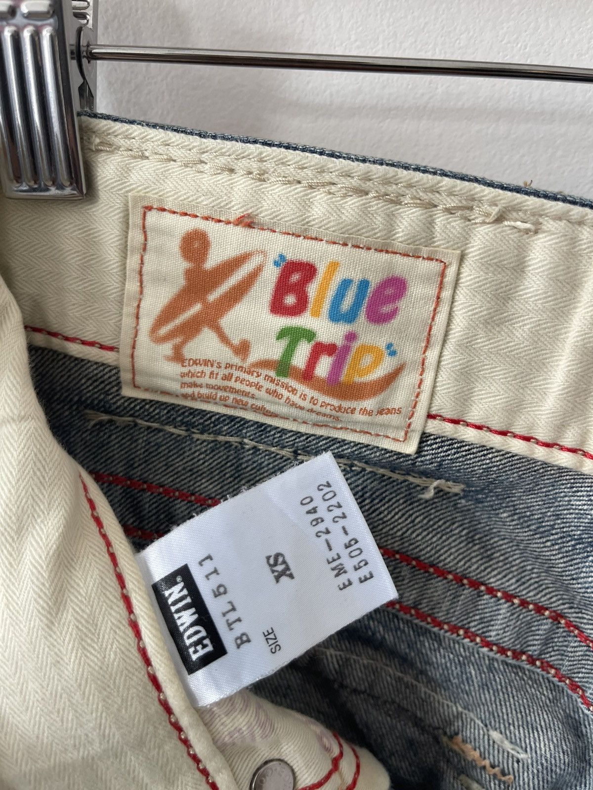 Edwin Rare Vintage EDWIN Blue Trip Boot Cut Flare Japan Denim Size 28" / US 6 / IT 42 - 18 Thumbnail