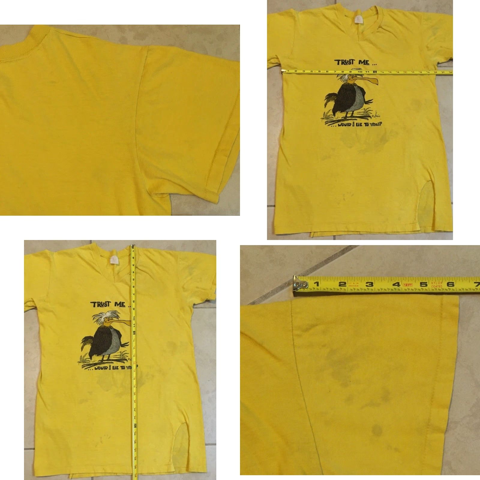 Vintage Vtg 70s Trust Me Would I Lie To You Faded Distress Shirt L Funny Joke Grunge 80s Shirt Mens Yellow Size US L / EU 52-54 / 3 - 10 Thumbnail