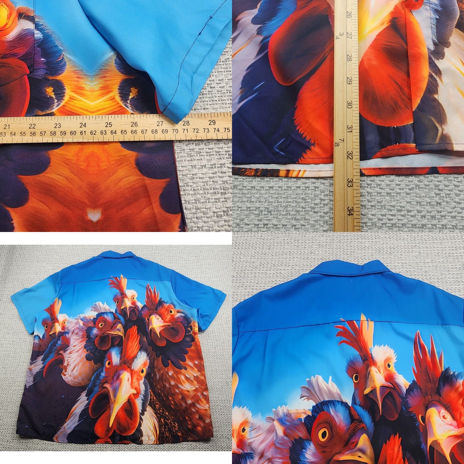 Vintage VINTAGE Hawaiian Shirt Mens 3XL Blue Chicken Rooster Print Aloha Hawaiian Vacation Shirt Graphic Print Short Sleeve Button-Up Casual Mens Size US XXL / EU 58 / 5 - 8 Thumbnail