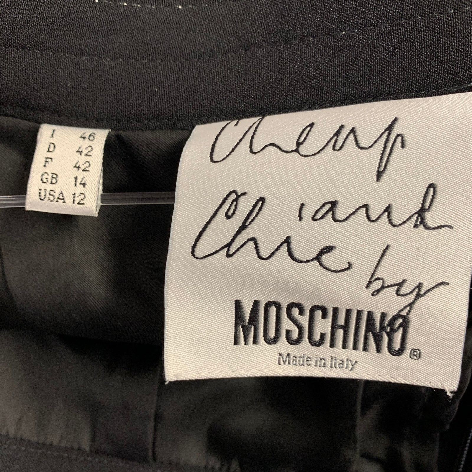 Moschino Black White Rayon Blend Contrast Stitch Pencil Skirt Size 34" / US 12 / IT 48 - 3 Thumbnail