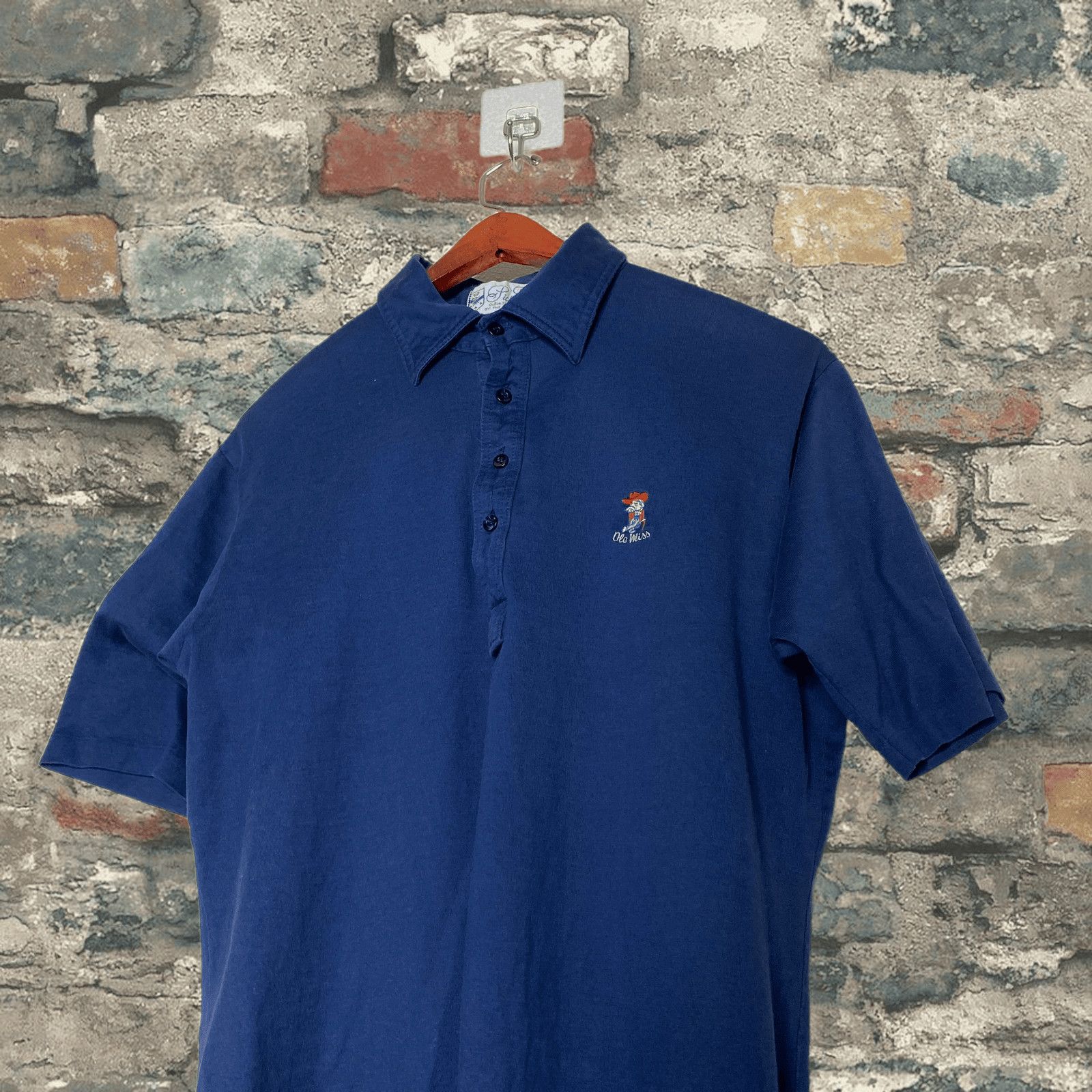 Vintage Vintage Ole Miss Polo Shirt Colonel Reb Button Up Blue 80s ...