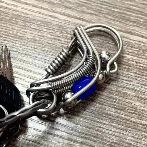Vintage Blue Matte Bead Handicraft Mechanical KeyRing Size ONE SIZE - 1 Thumbnail