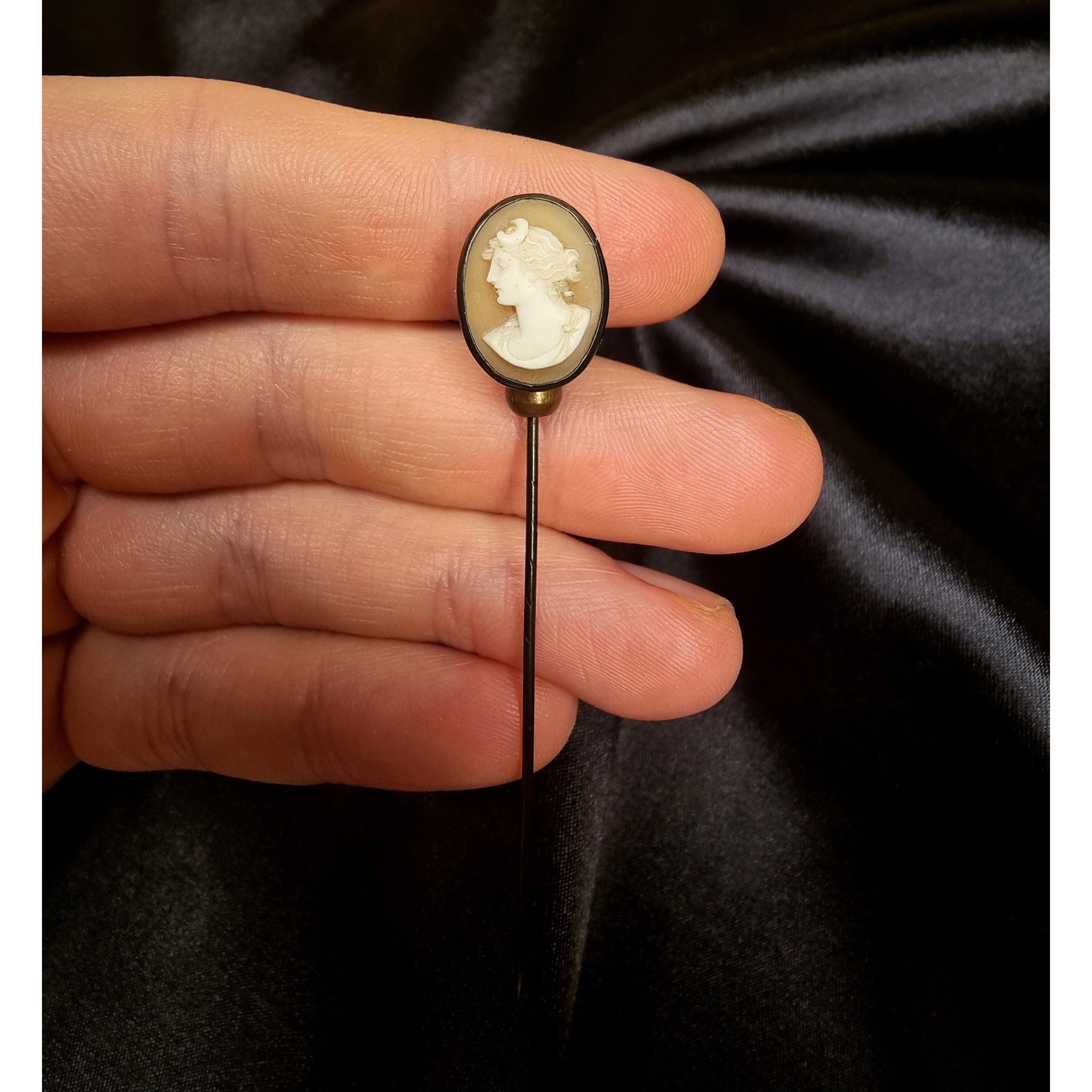 Other Antique Early XX Century Cameo Lady Hat Pin Stick Size ONE SIZE - 4 Thumbnail
