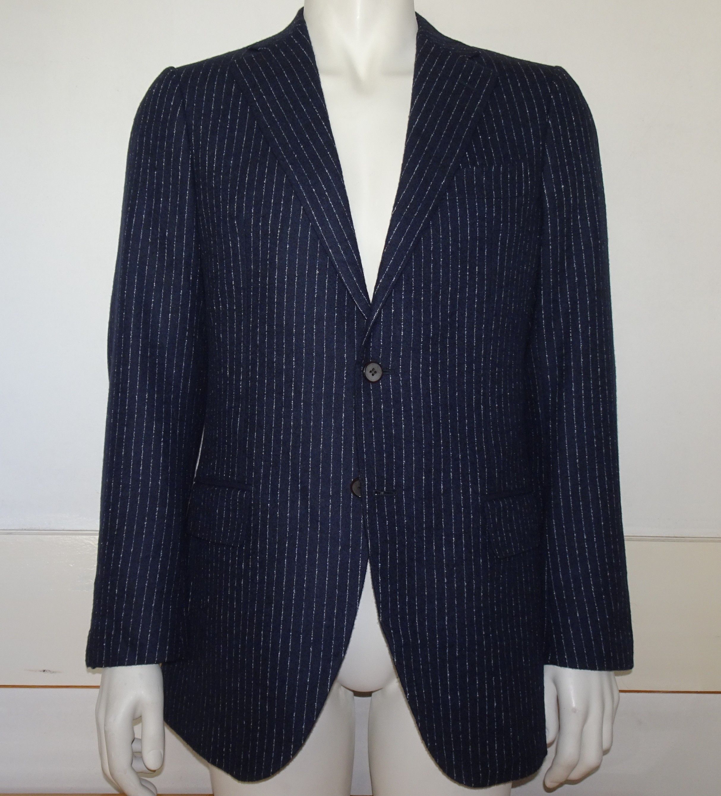 image of Suitsupply Lazio Striped Alpaca Blend Jacket in Navy, Men's (Size 48R)