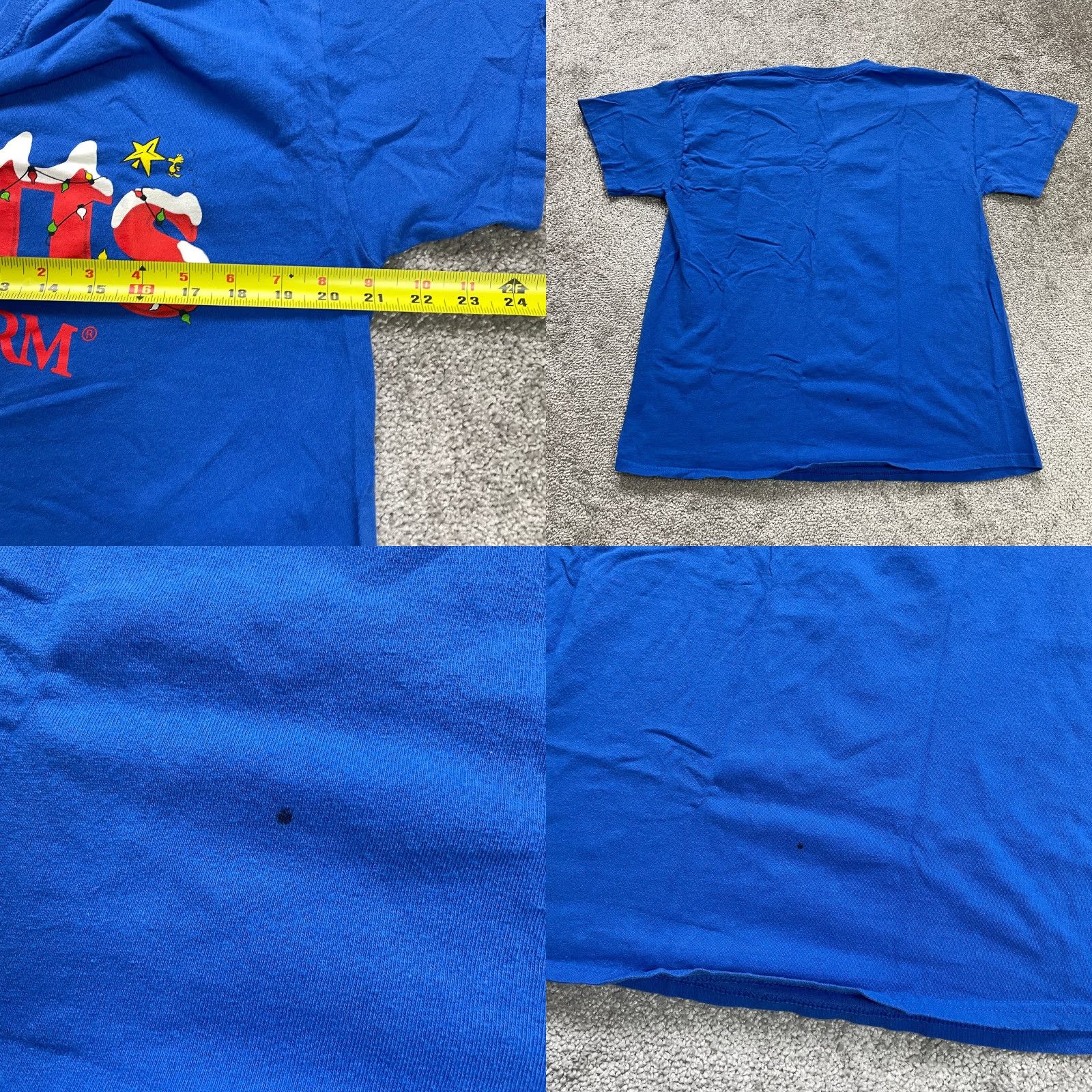Peanuts VINTAGE Charlie Brown Shirt Adult Large Blue Christmas Peanuts Knit T-Shirt Mens 90s Logo Print Size US L / EU 52-54 / 3 - 8 Thumbnail