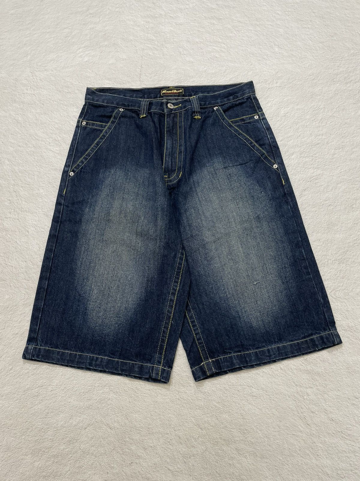 Japanese Brand 2000s Rawblue Crown Graphic Denim Shorts Y2K Streetwear Size US 33 - 2 Thumbnail